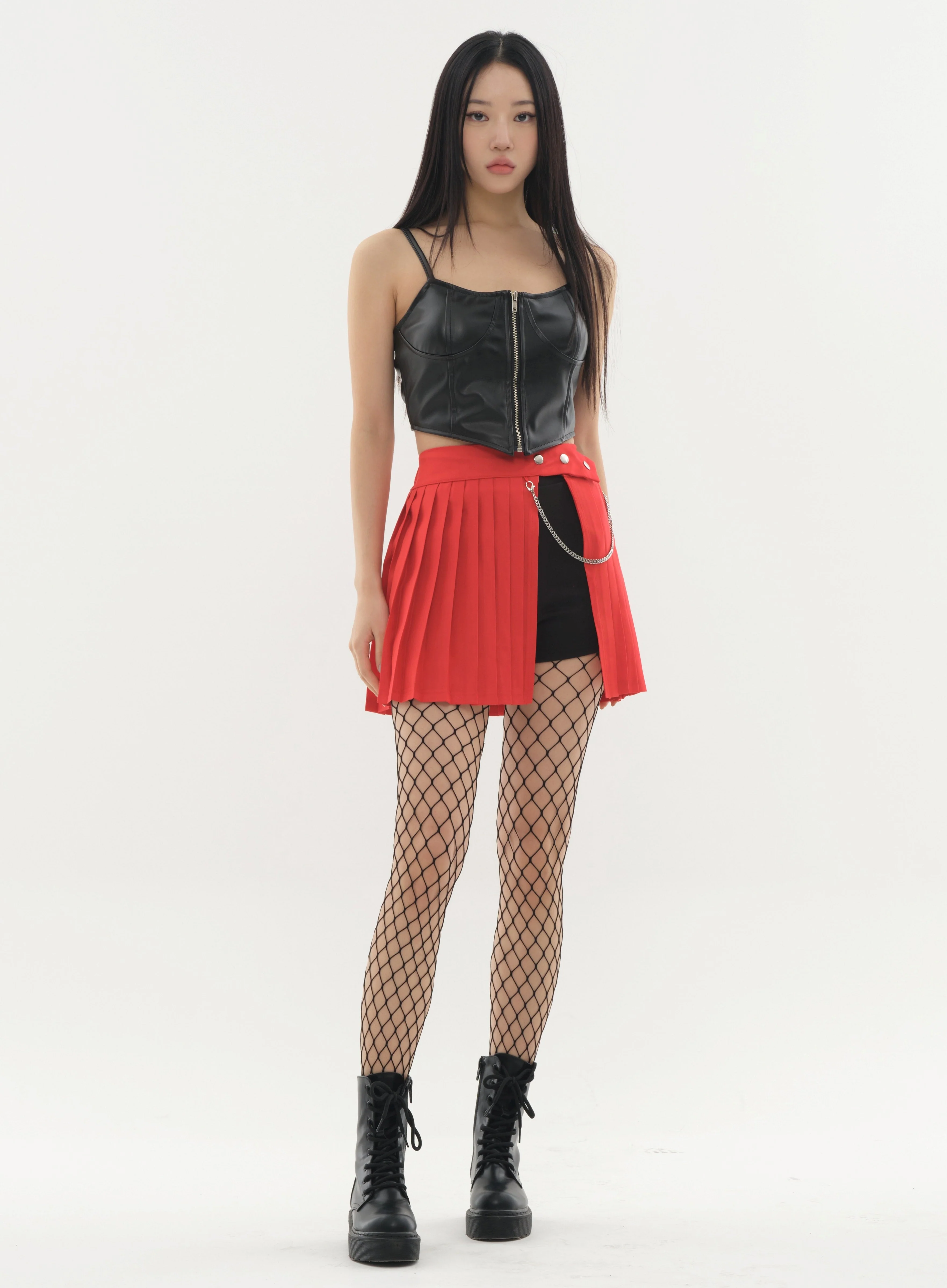 Pleated Mini Skirt with Chain #Original Kpop #121692 - Image 15