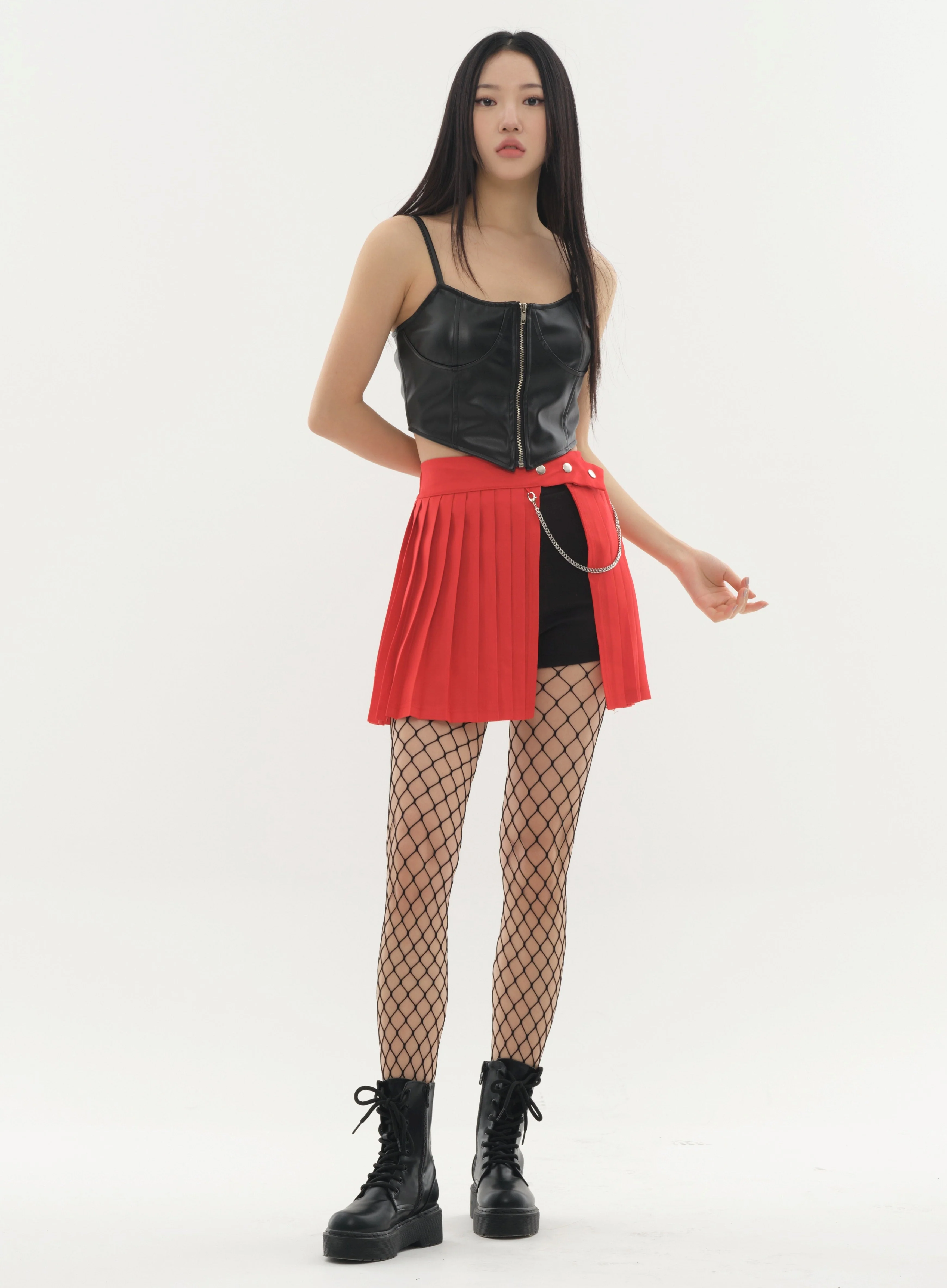 Pleated Mini Skirt with Chain #Original Kpop #121692 - Image 17