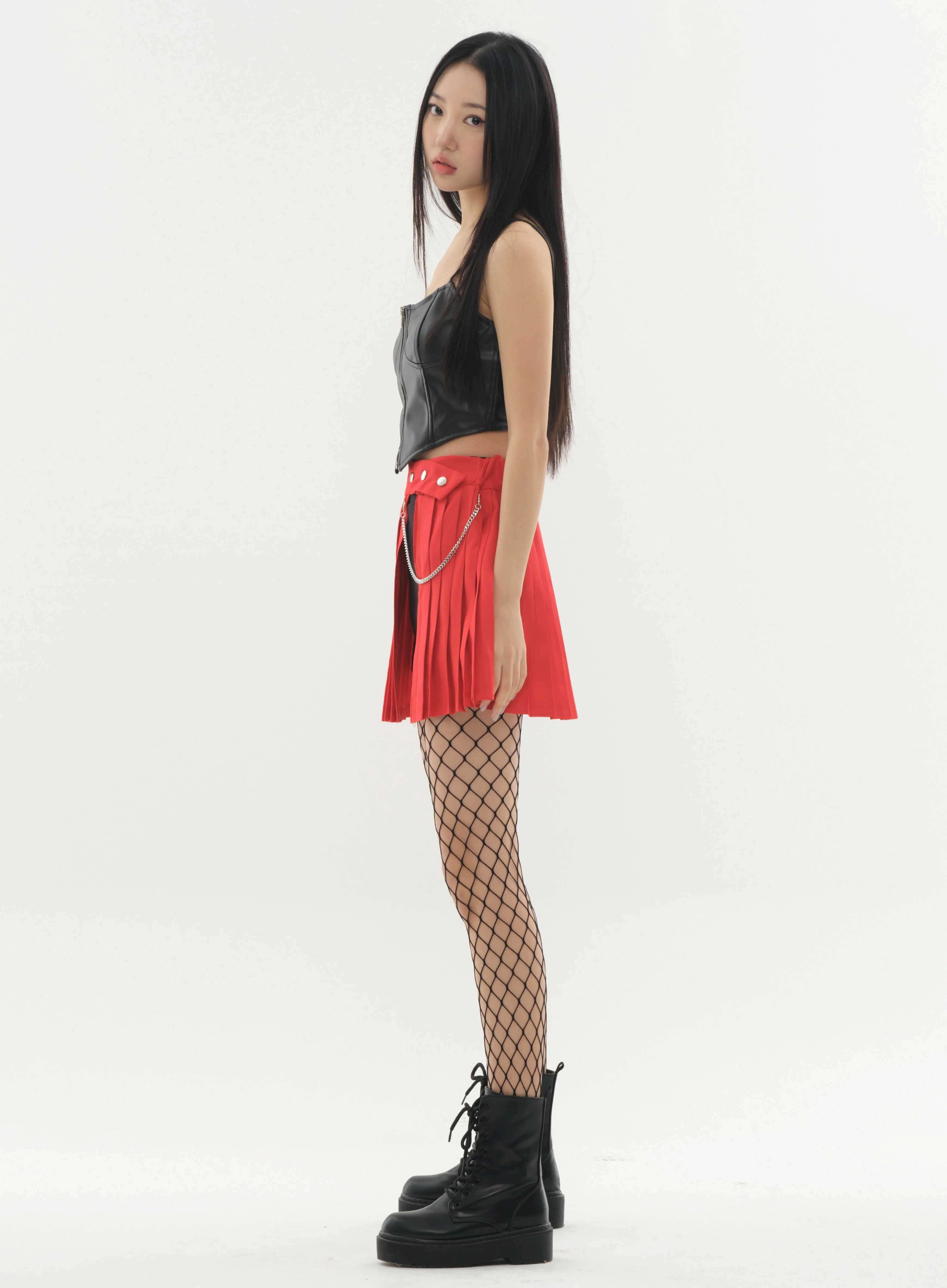 Pleated Mini Skirt with Chain #Original Kpop #121692 - Image 18
