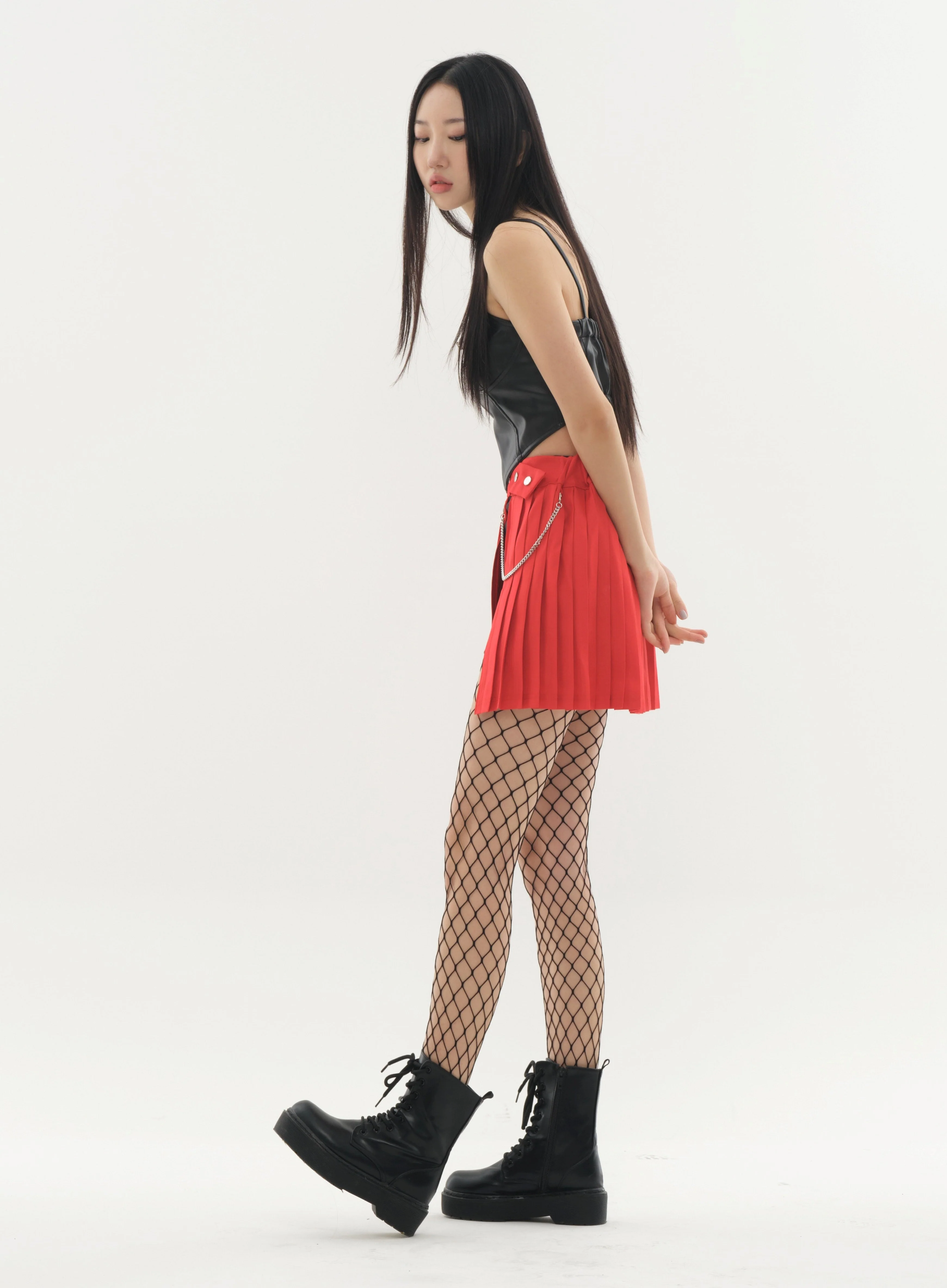 Pleated Mini Skirt with Chain #Original Kpop #121692 - Image 19