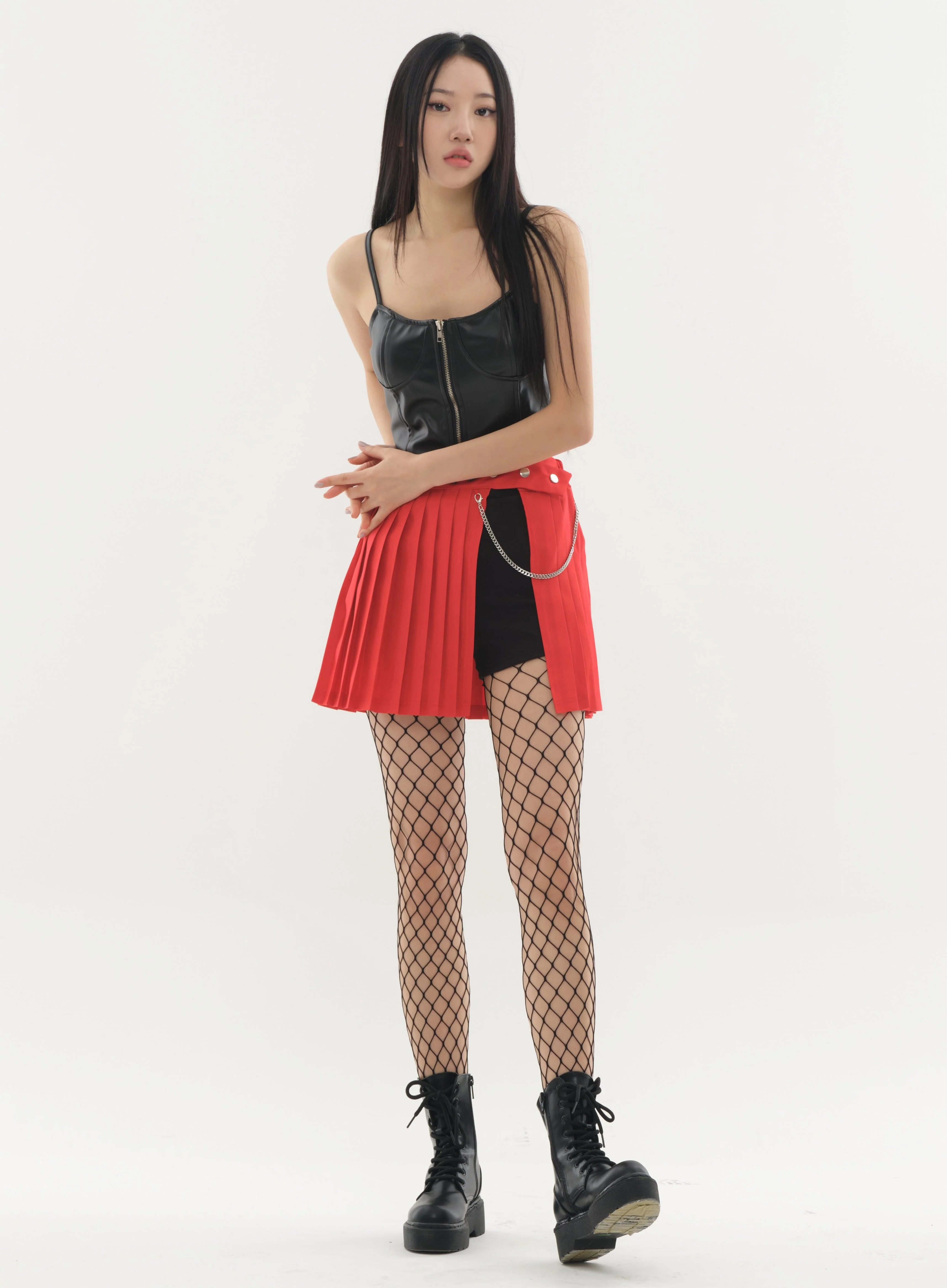 Pleated Mini Skirt with Chain #Original Kpop #121692 - Image 2