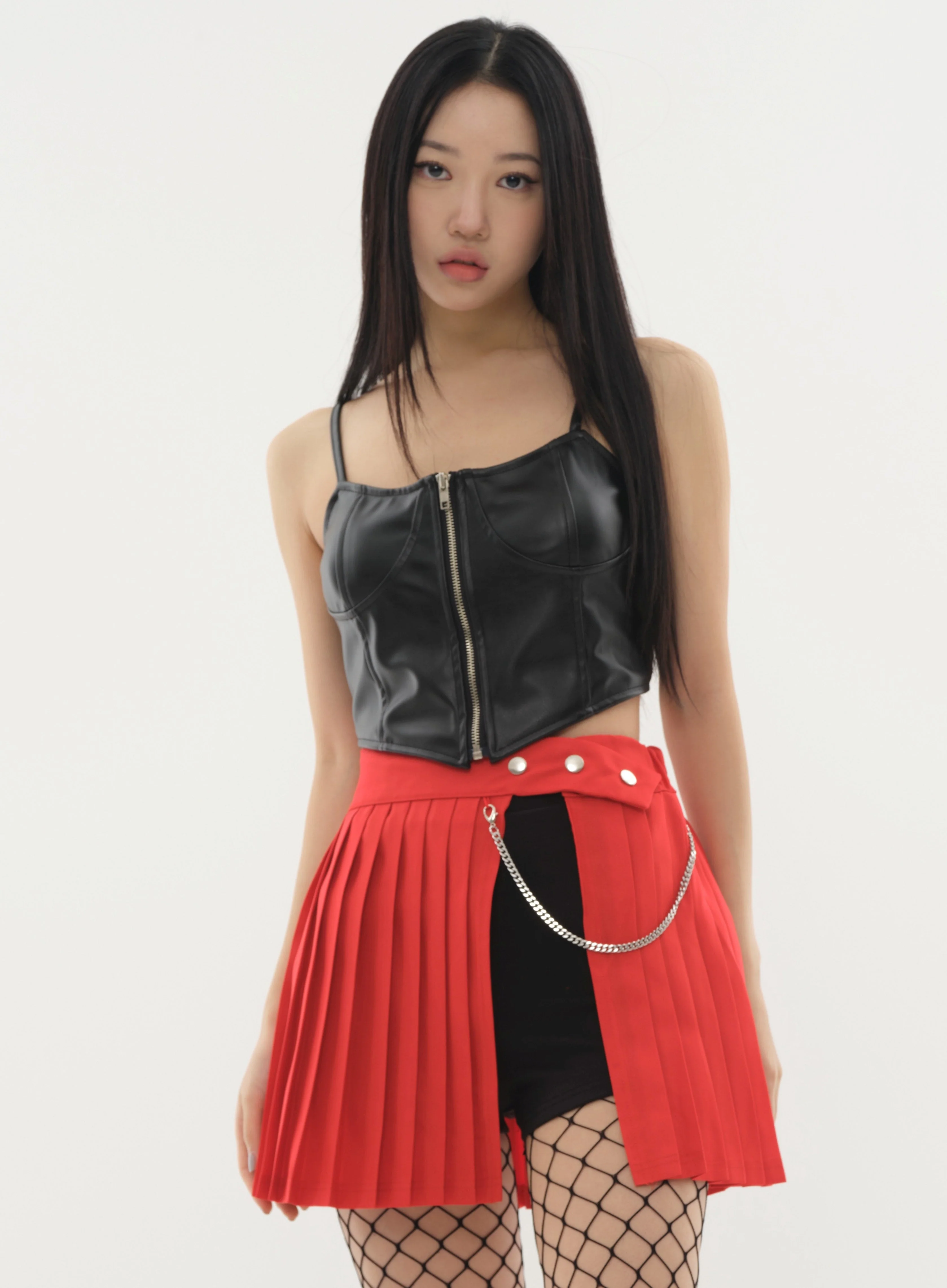 Pleated Mini Skirt with Chain #Original Kpop #121692 - Image 22