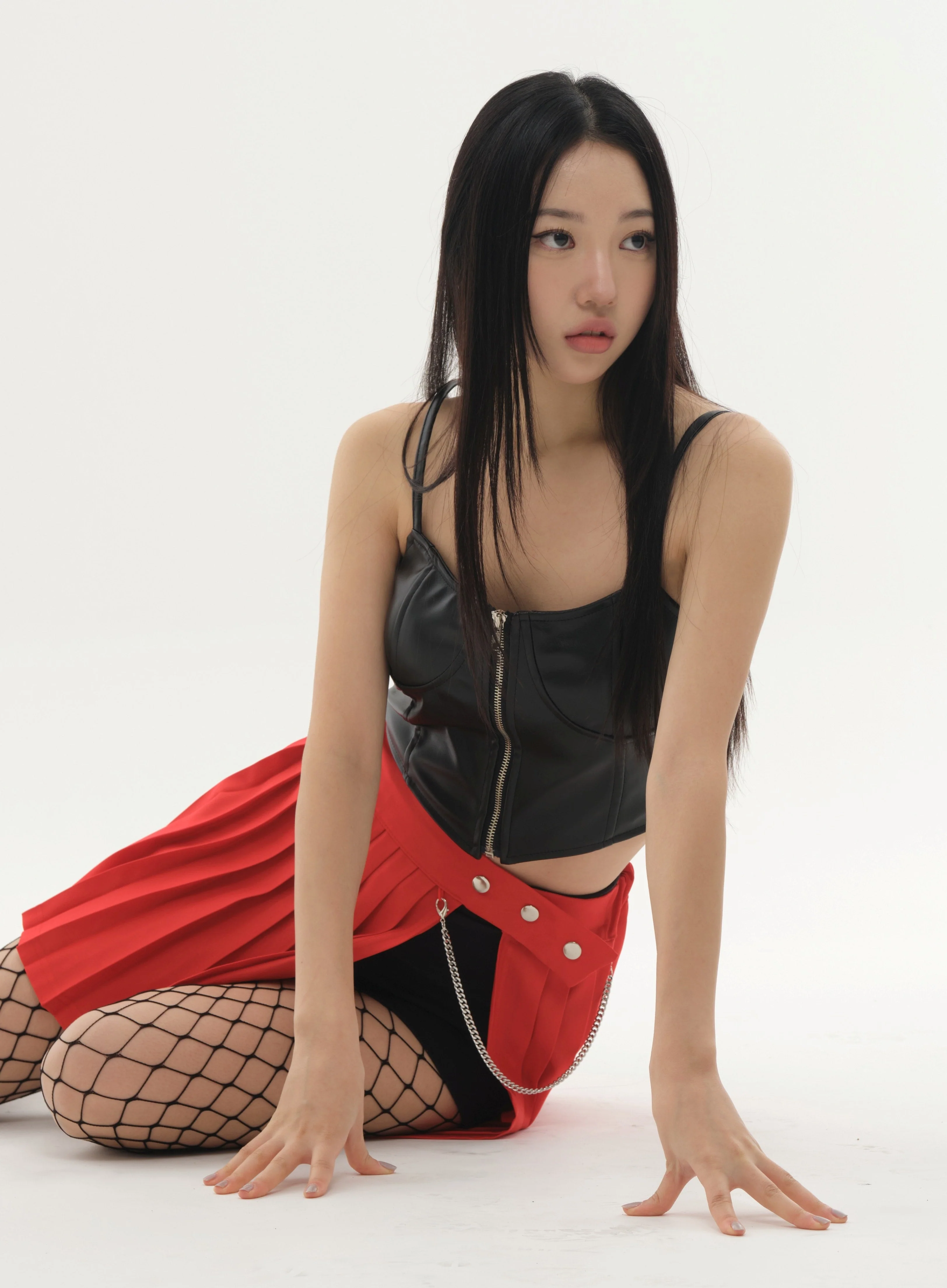 Pleated Mini Skirt with Chain #Original Kpop #121692 - Image 23