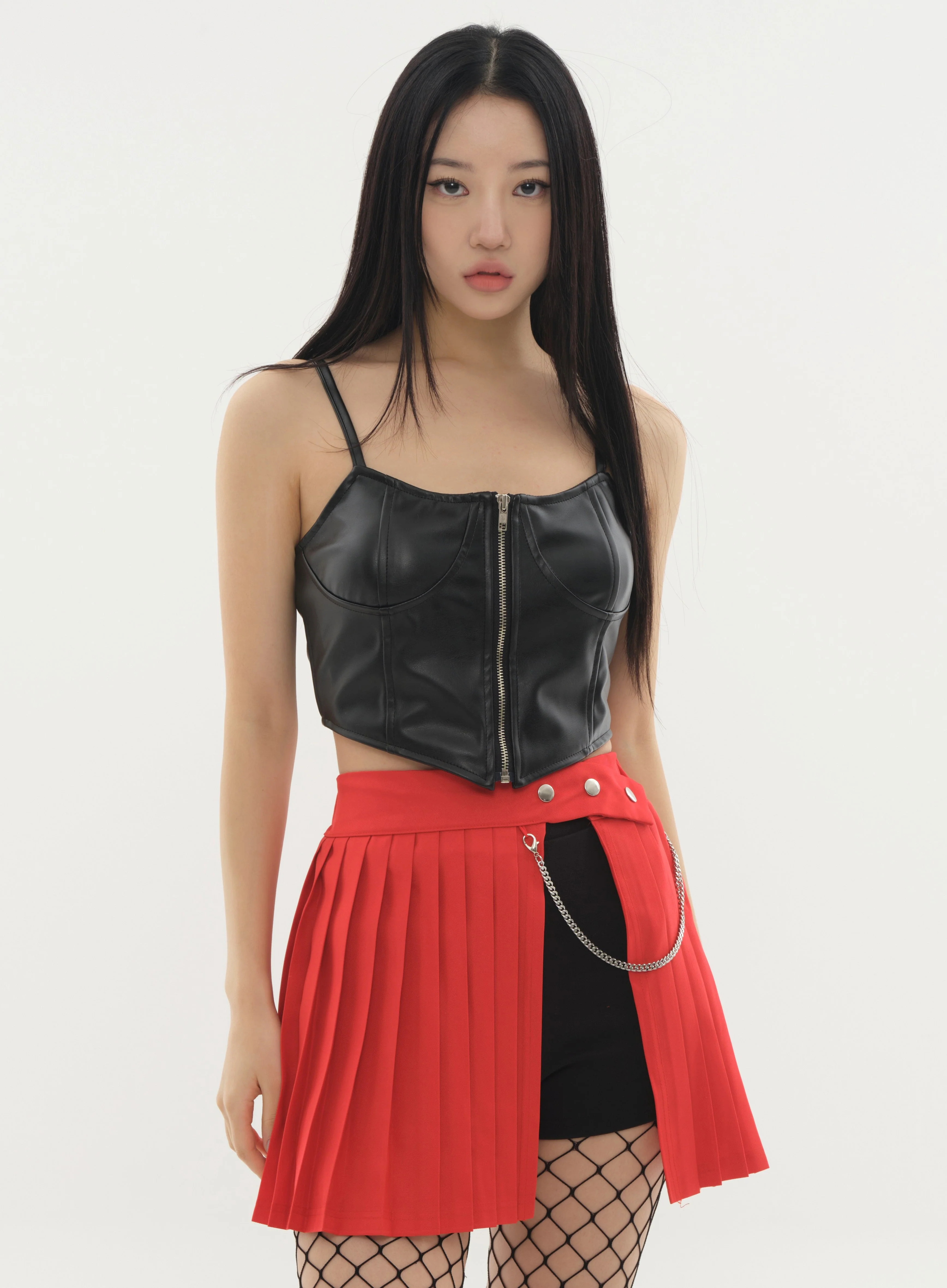 Pleated Mini Skirt with Chain #Original Kpop #121692 - Image 9