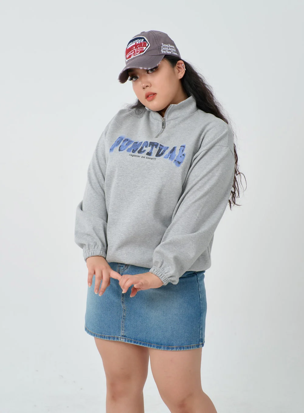 Plus Light Washed Mini Denim Skirt ID27 - Image 10