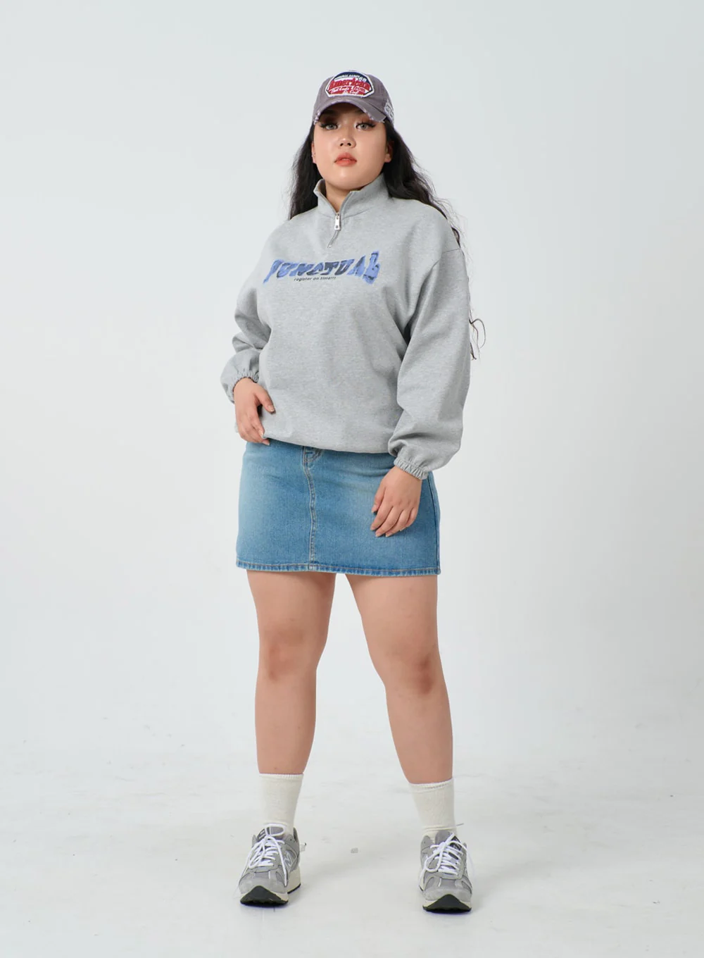 Plus Light Washed Mini Denim Skirt ID27 - Image 11