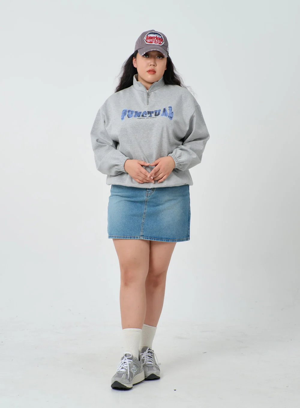 Plus Light Washed Mini Denim Skirt ID27 - Image 12