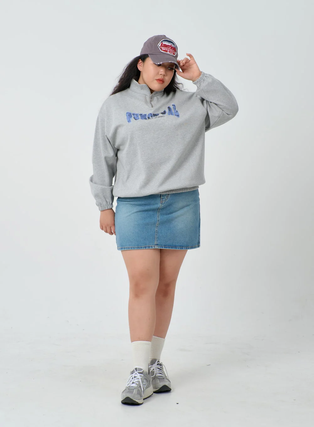 Plus Light Washed Mini Denim Skirt ID27 - Image 13