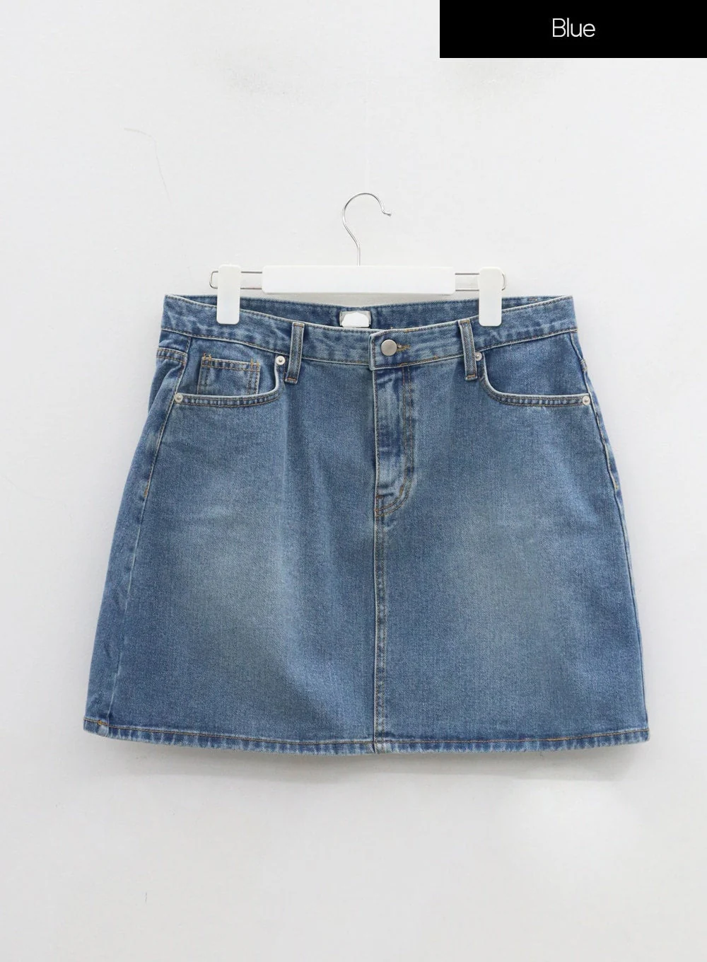 Plus Light Washed Mini Denim Skirt ID27 - Image 14