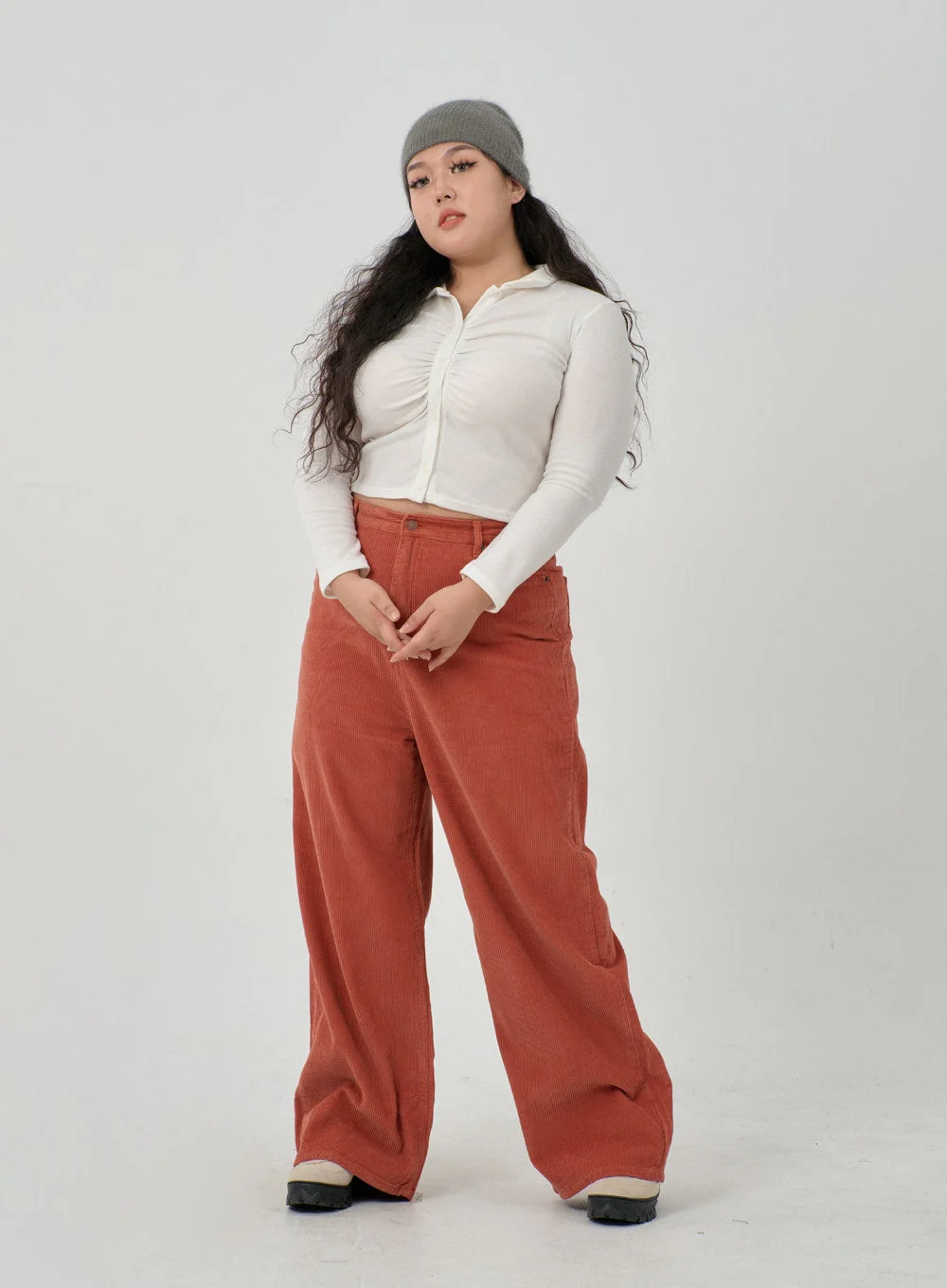 Plus Ruffle Bust Button Cropped Top ID20 - Image 6