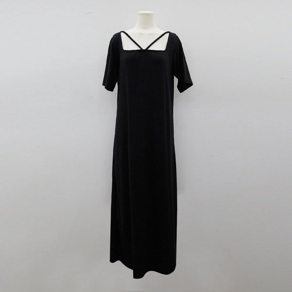 Plus Square Neck V Strap Maxi Dress IY24 - Image 11