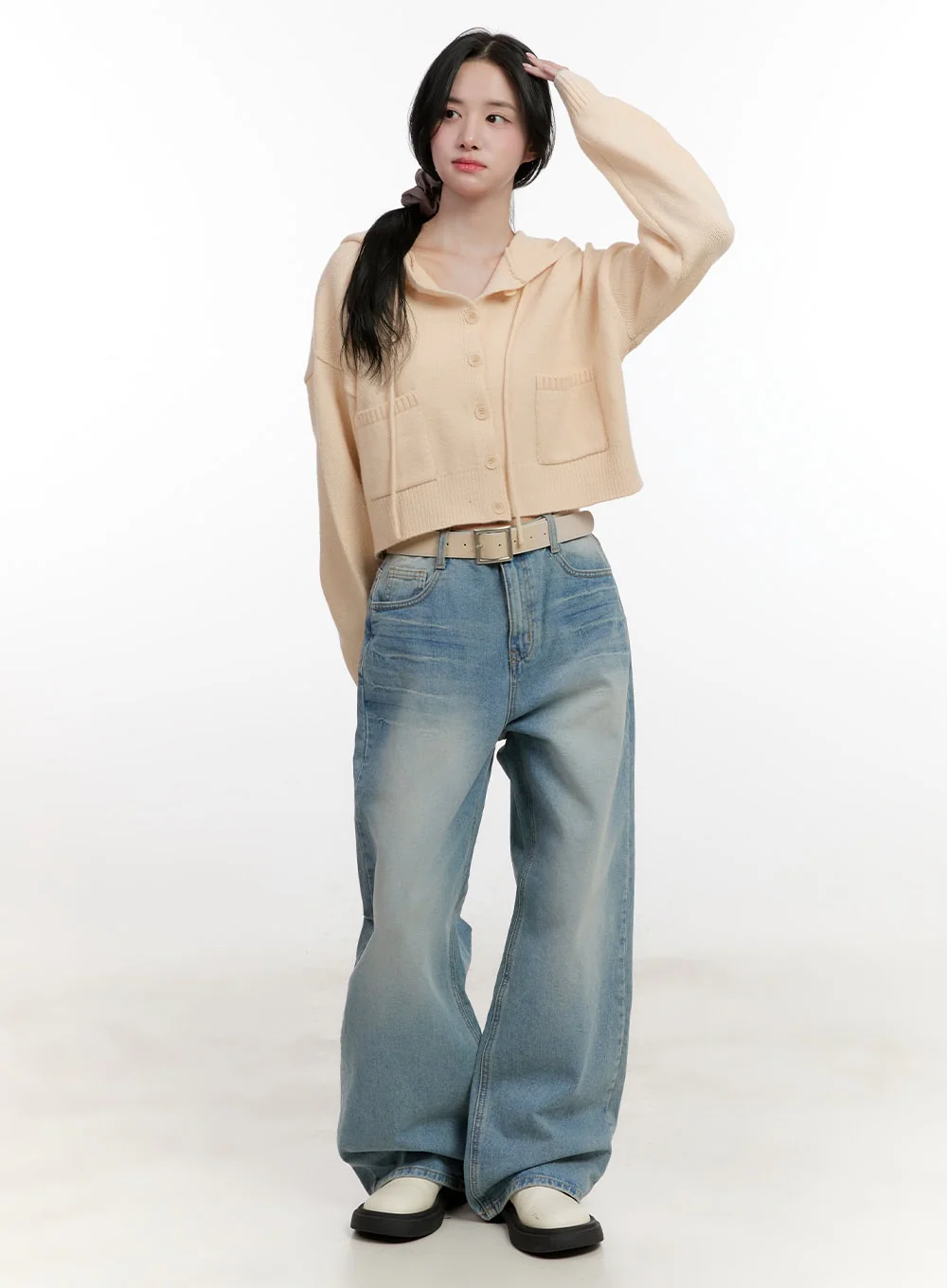 Pocket Hooded Buttoned Cardigan CF527 - Image 2
