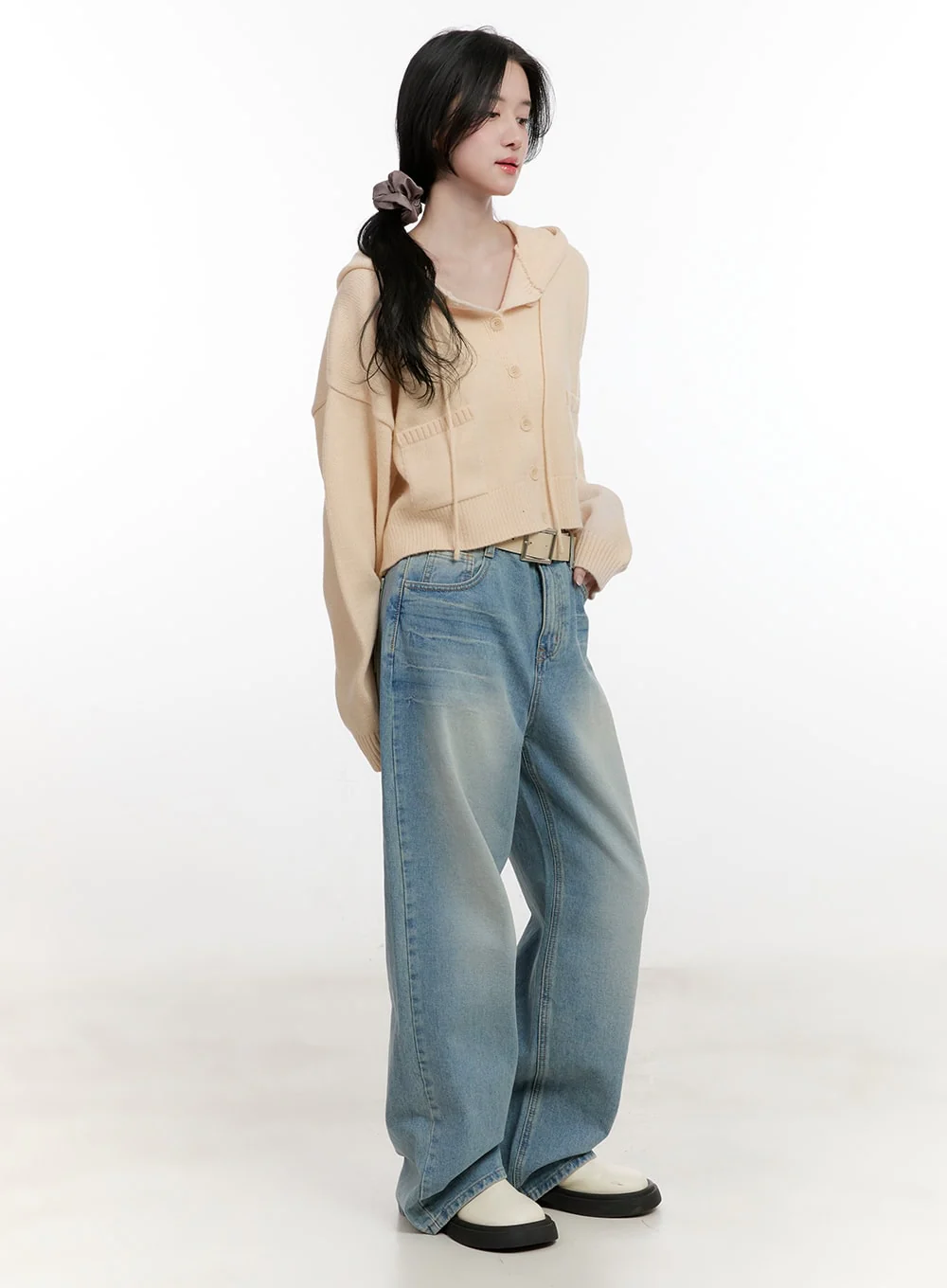 Pocket Hooded Buttoned Cardigan CF527 - Image 3