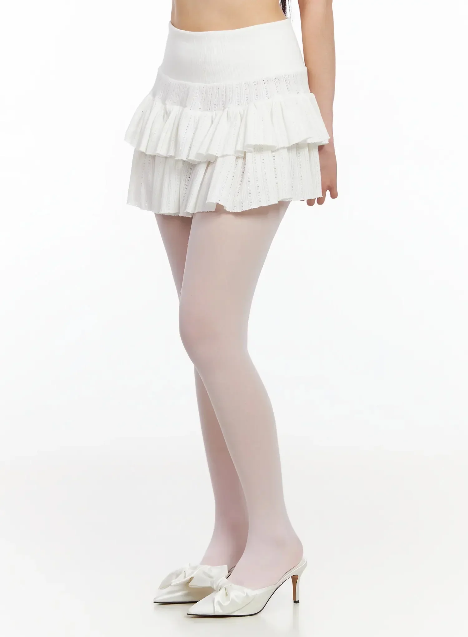 Pointelle Layered Ruffle Mini Skirt IA523 - Image 6