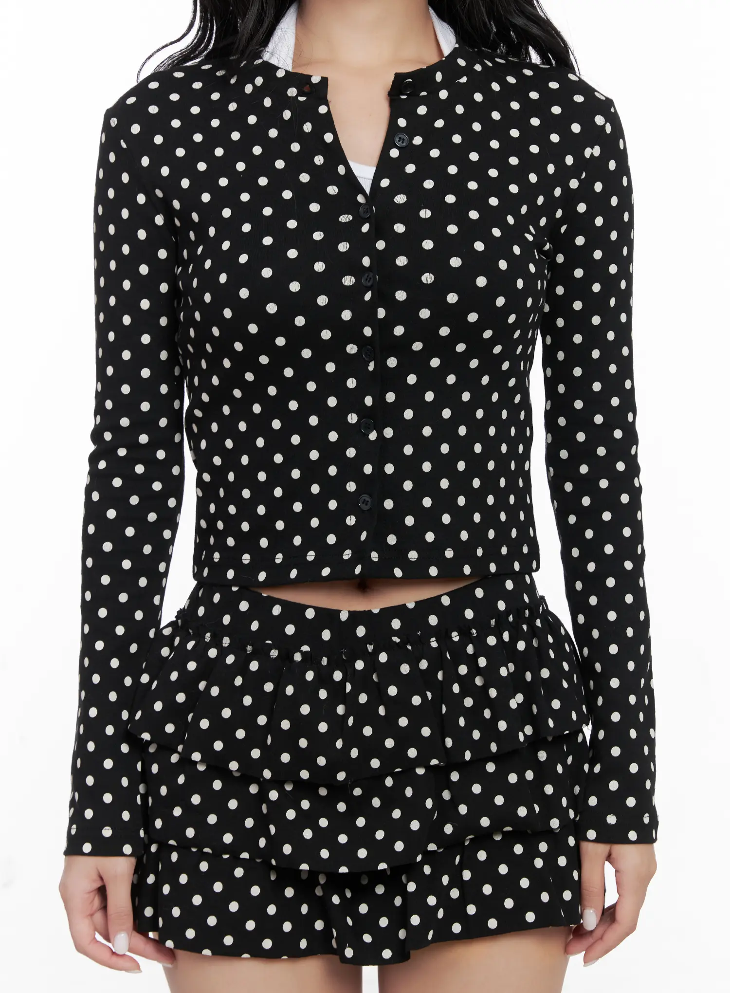 Polka Dot Crop Cardigan CN514 - Image 3