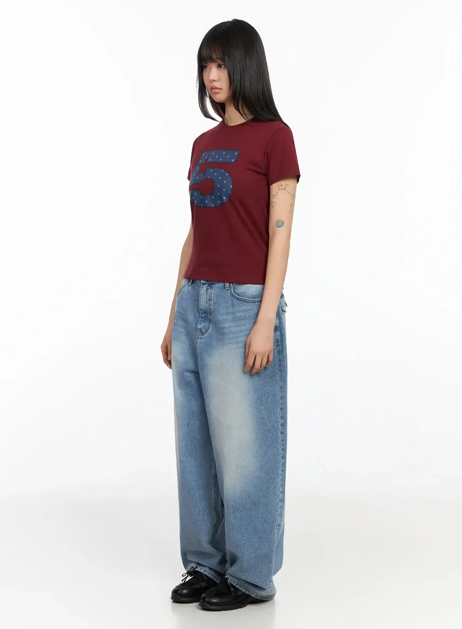 Polka Dot Graphic Number Crop Tee IA523 - Image 10