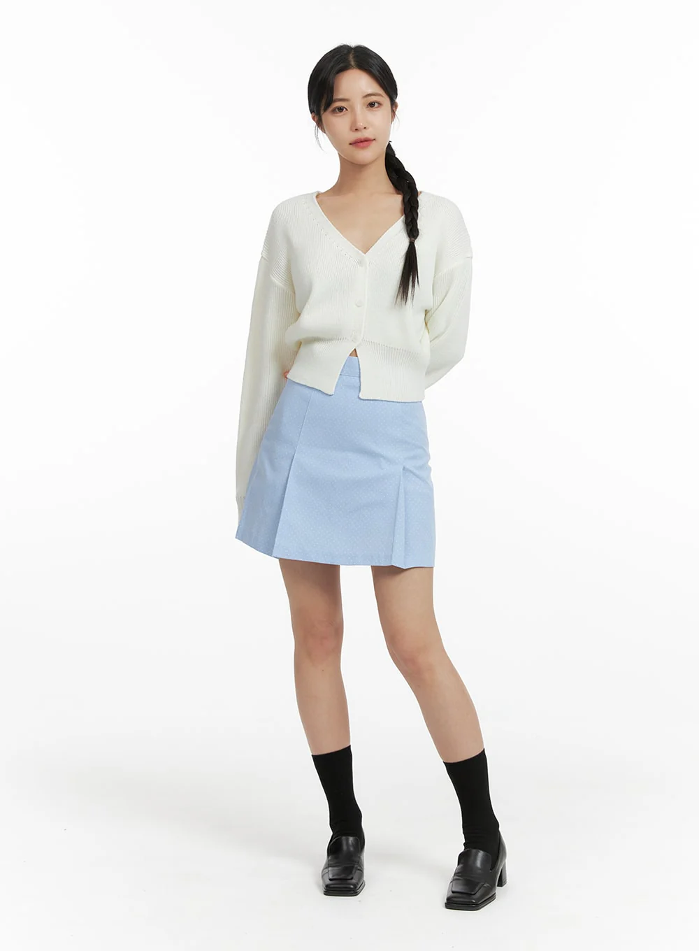 Polka Dot Pintuck Mini Skirt OF422 - Image 3