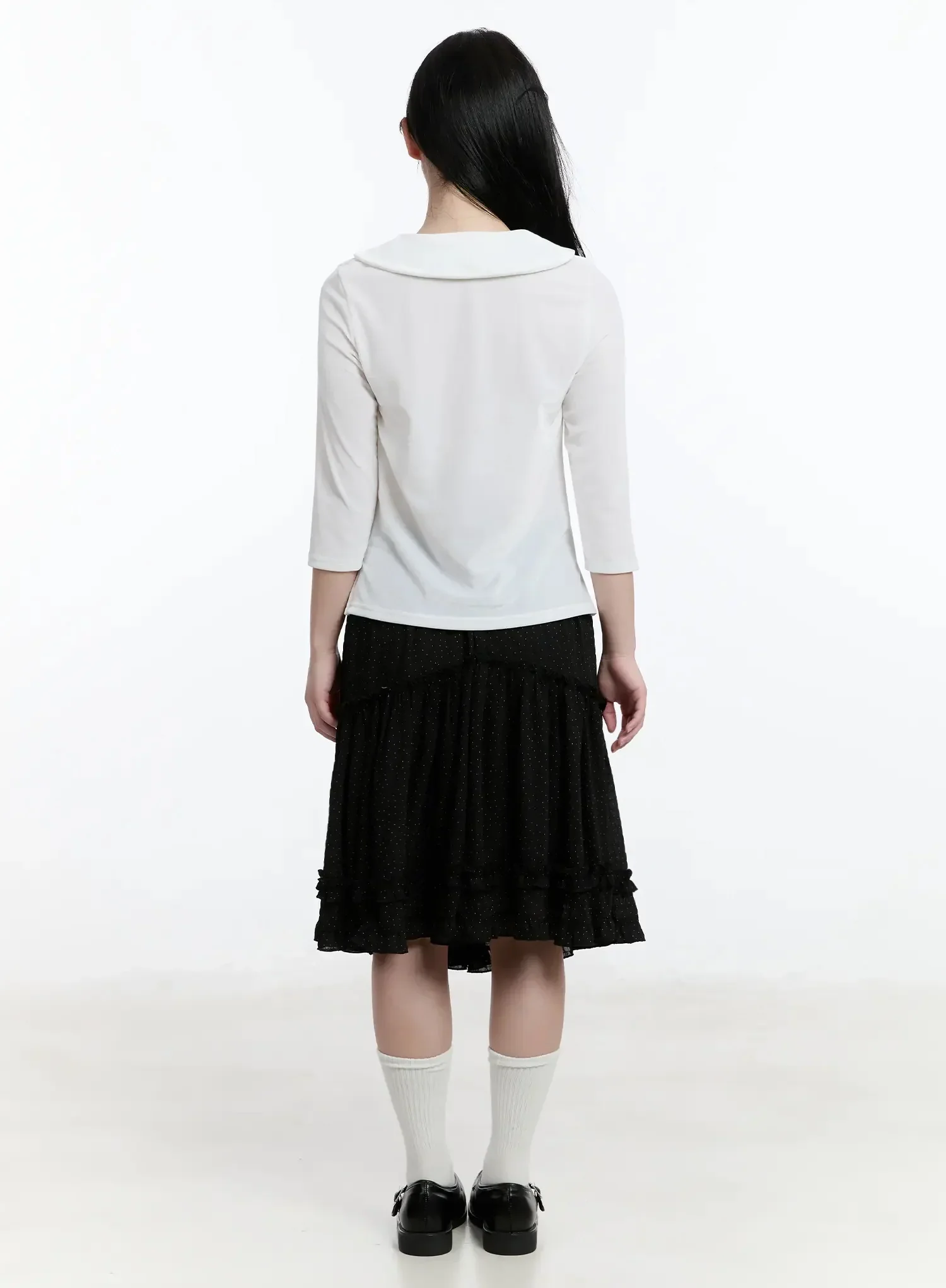 Polka Dot Ruffle Hem Midi Skirt IM513 - Image 12
