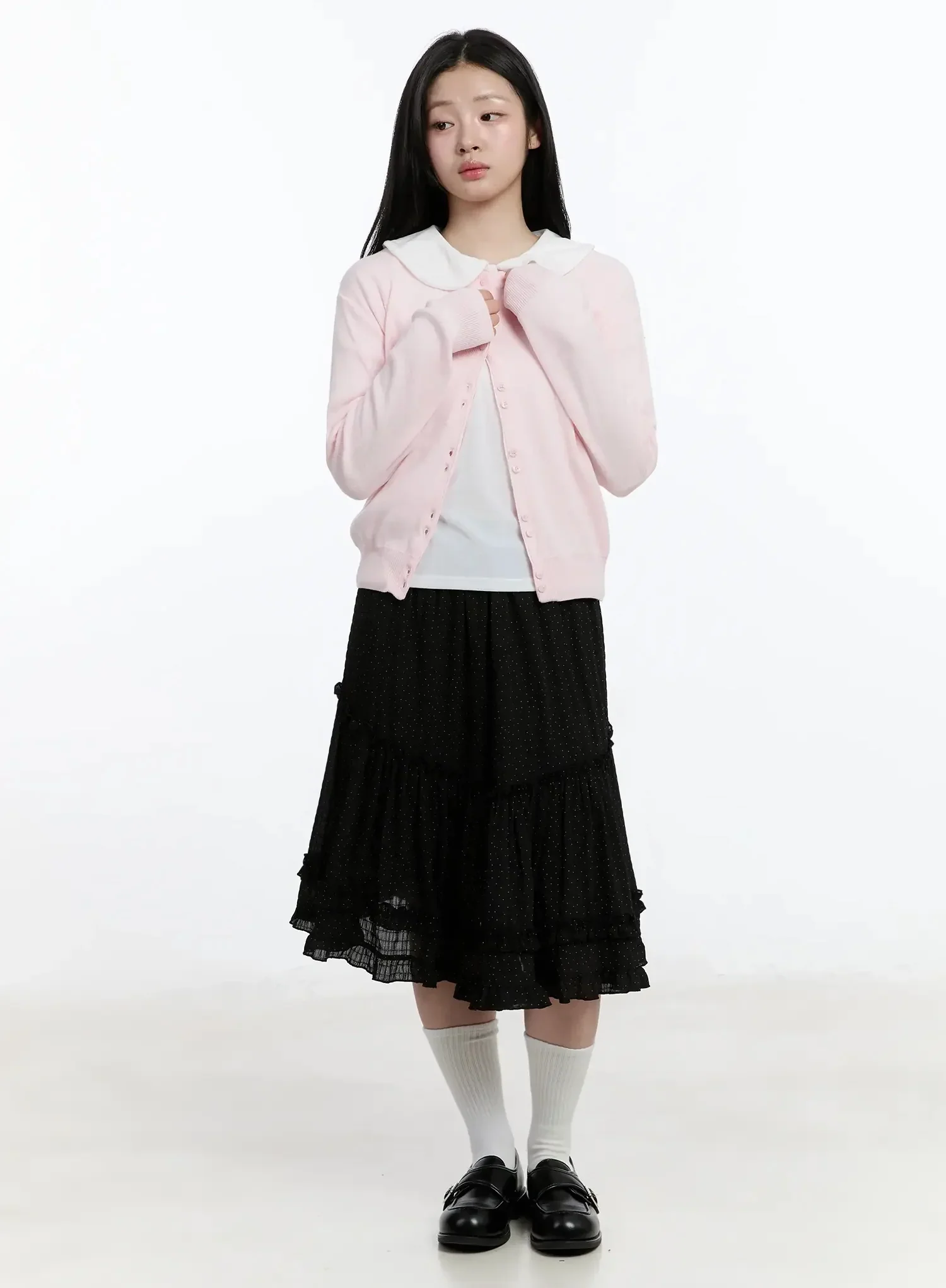 Polka Dot Ruffle Hem Midi Skirt IM513 - Image 3