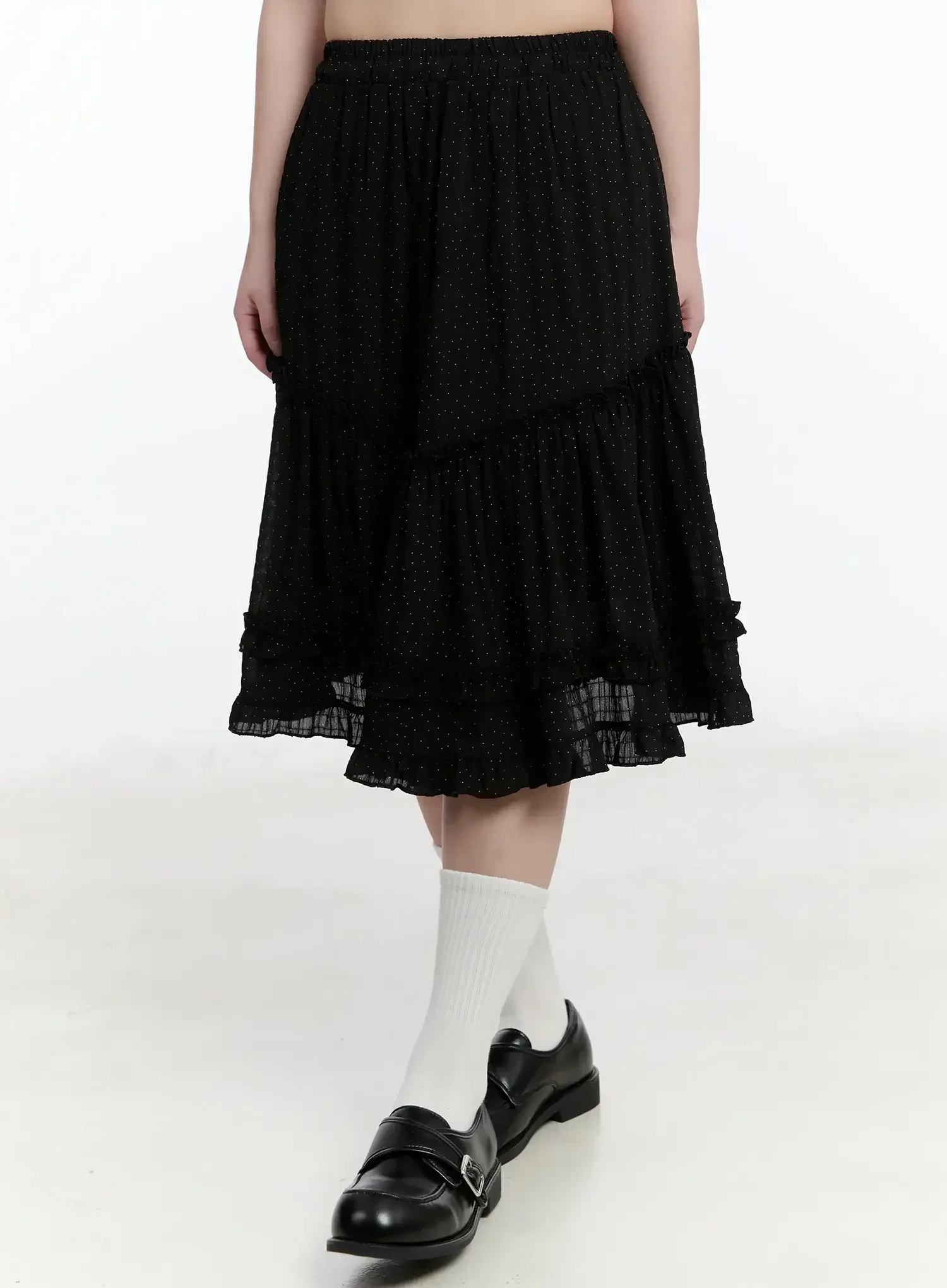 Polka Dot Ruffle Hem Midi Skirt IM513 - Image 4