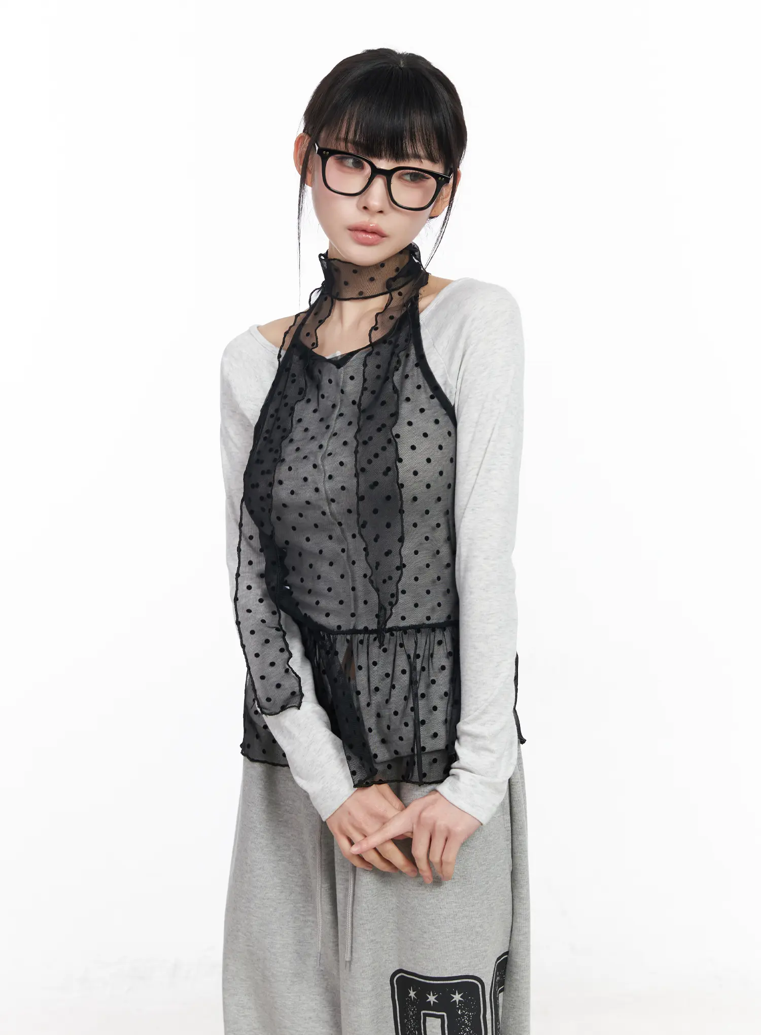Polka Dot Sheer Tank Top and Scarf CF518 - Image 5
