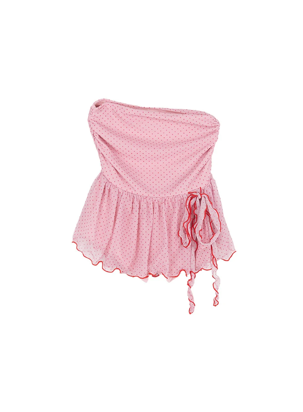 Polka-Dot Shirred Mini Skirt CY521 - Image 12