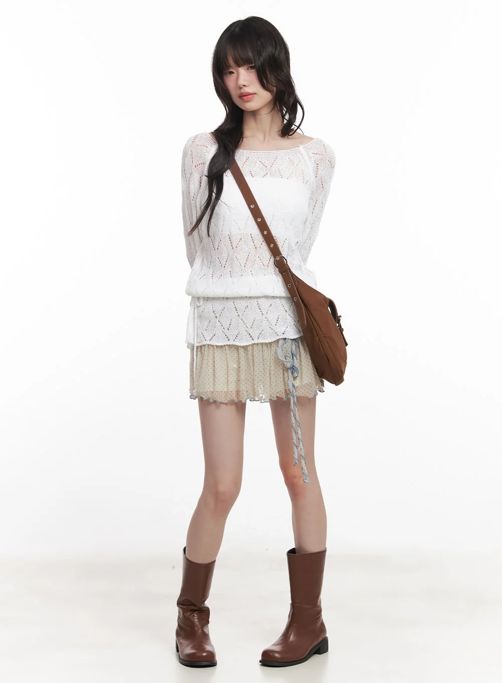 Polka-Dot Shirred Mini Skirt CY521 - Image 2