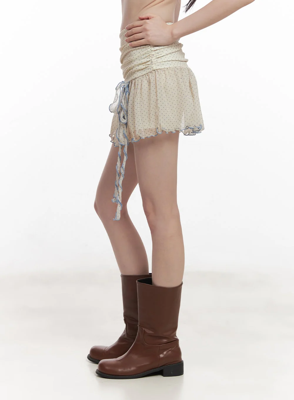Polka-Dot Shirred Mini Skirt CY521 - Image 4