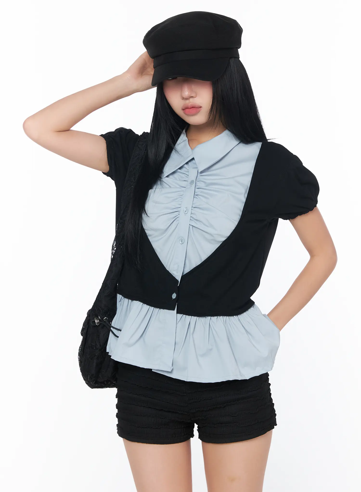 Puff Frill Short Sleeve Blouse CY513
