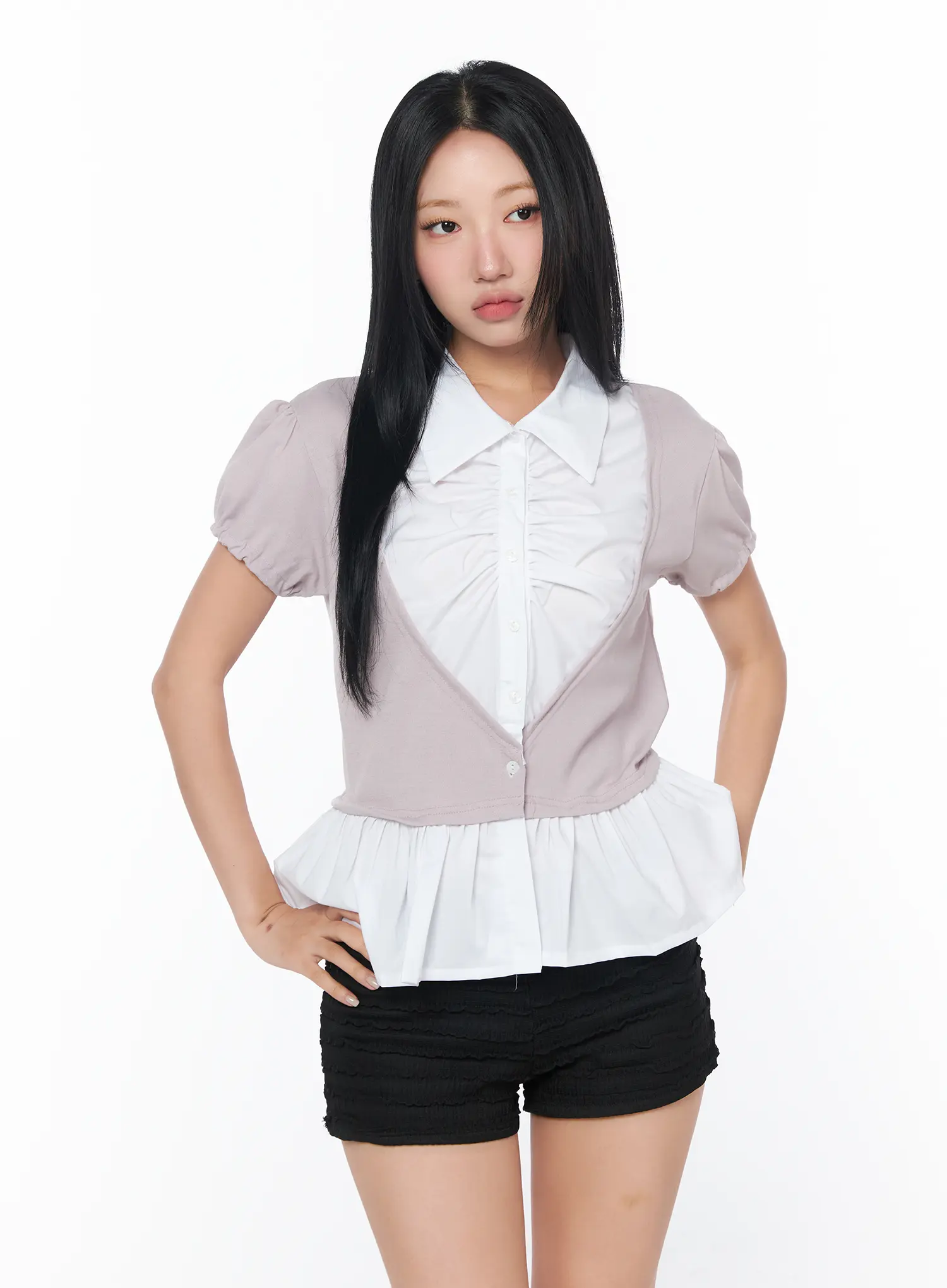 Puff Frill Short Sleeve Blouse CY513 - Image 10
