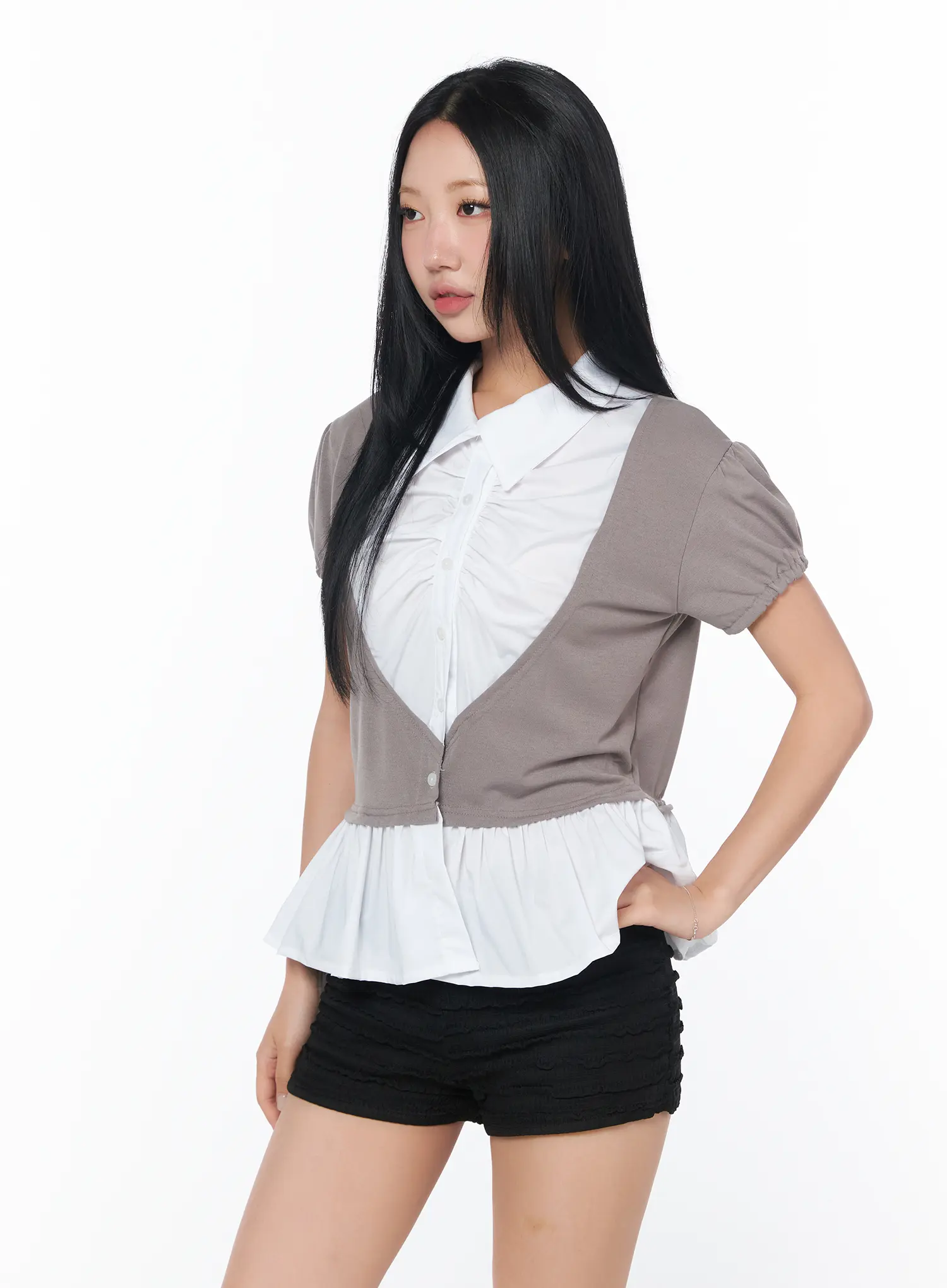 Puff Frill Short Sleeve Blouse CY513 - Image 11