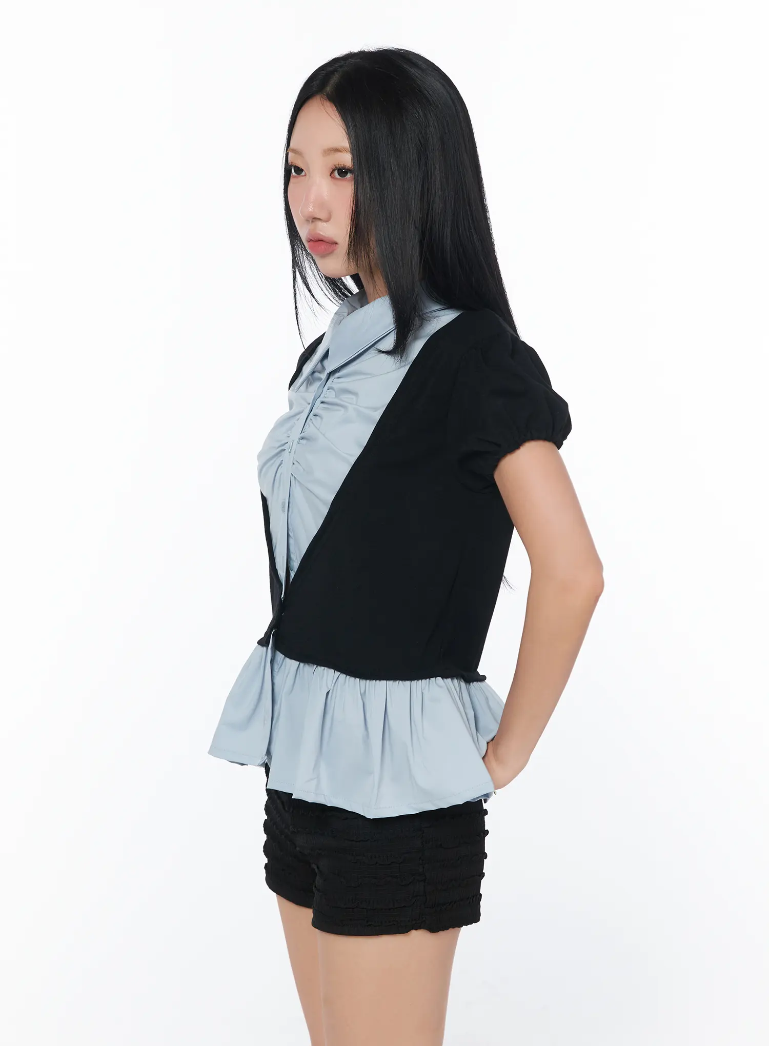 Puff Frill Short Sleeve Blouse CY513 - Image 6