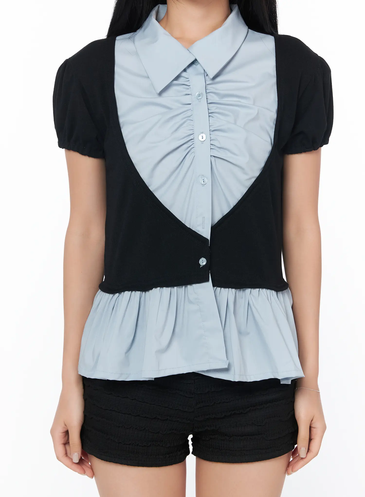 Puff Frill Short Sleeve Blouse CY513 - Image 8