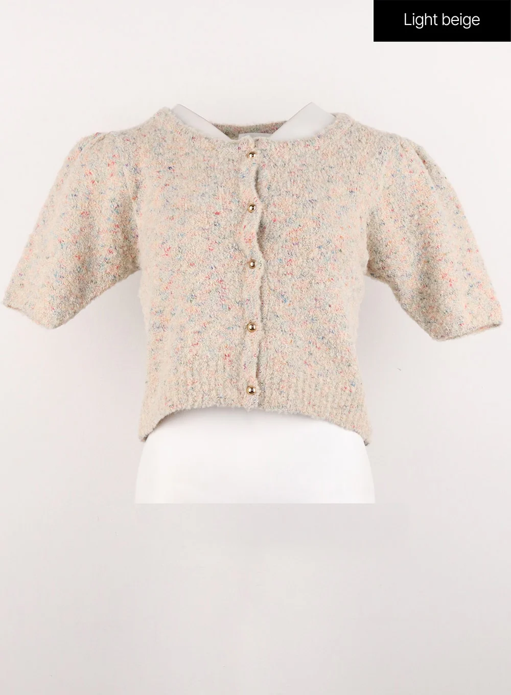 Puff Short-Sleeve Cardigan OG323 - Image 11
