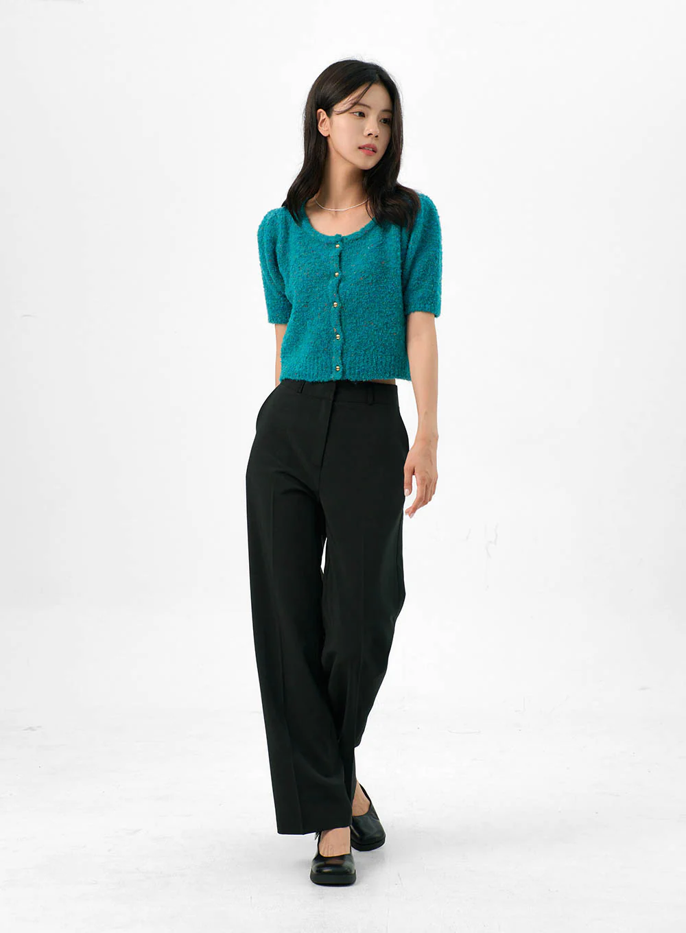Puff Short-Sleeve Cardigan OG323 - Image 2