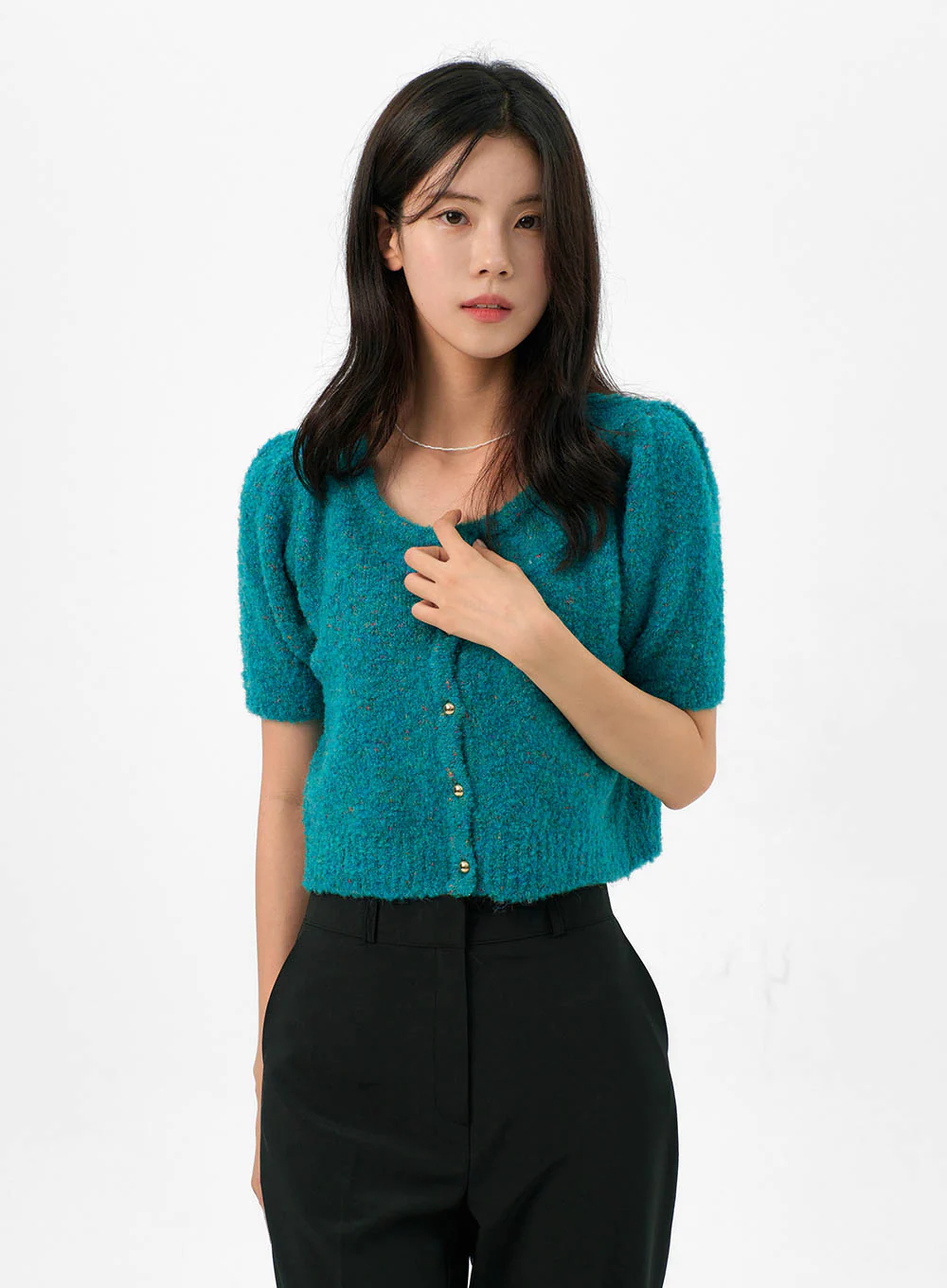 Puff Short-Sleeve Cardigan OG323 - Image 7