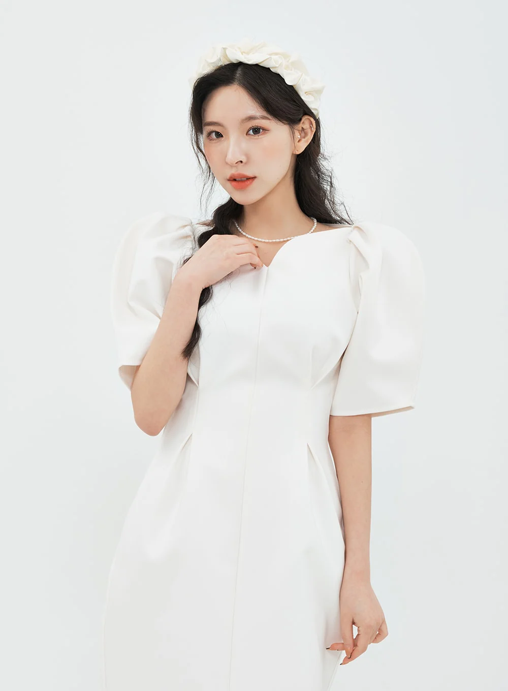 Puff Shoulder Wedding Party Midi Dress IA13 - Image 13