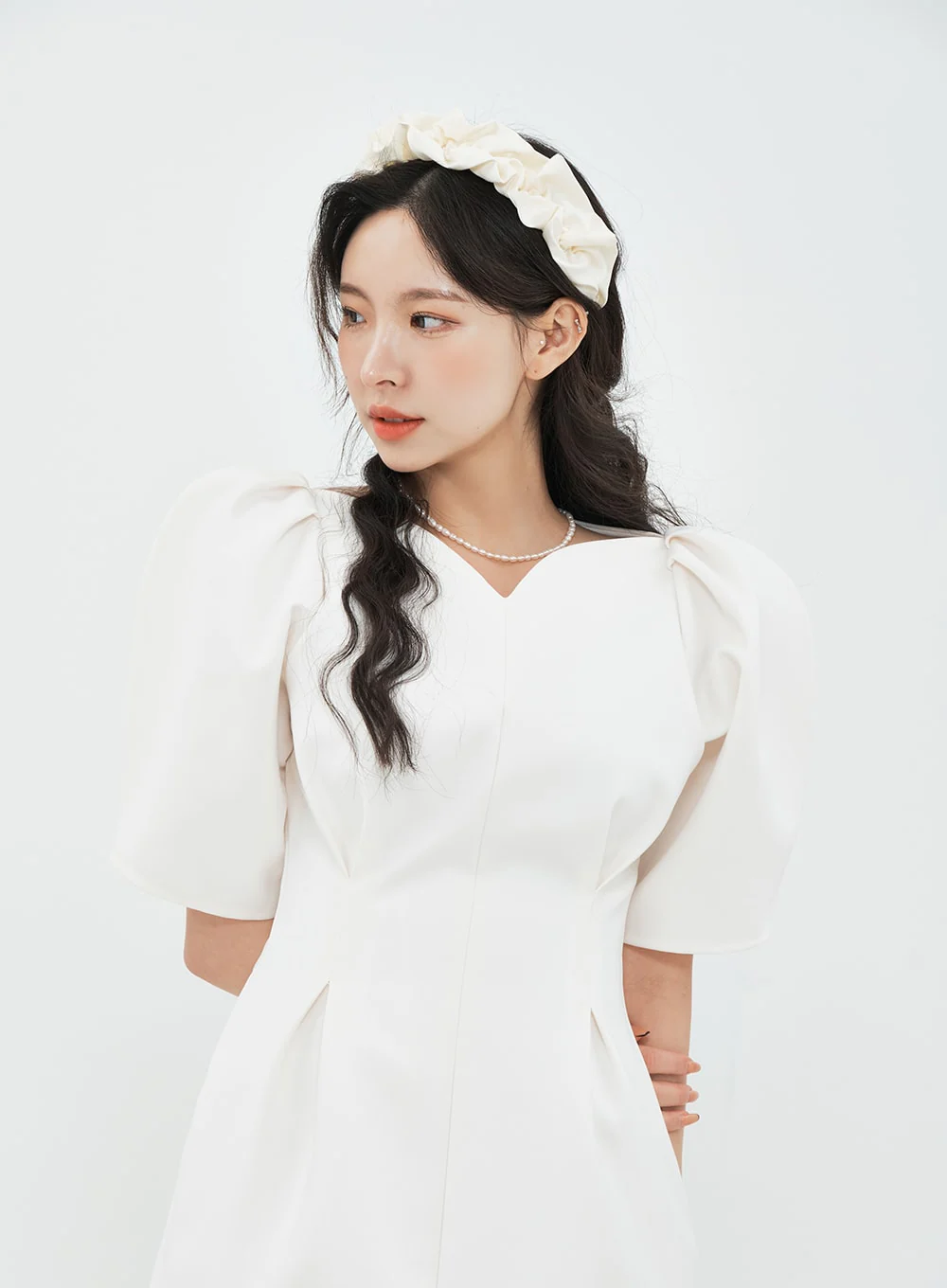 Puff Shoulder Wedding Party Midi Dress IA13 - Image 17