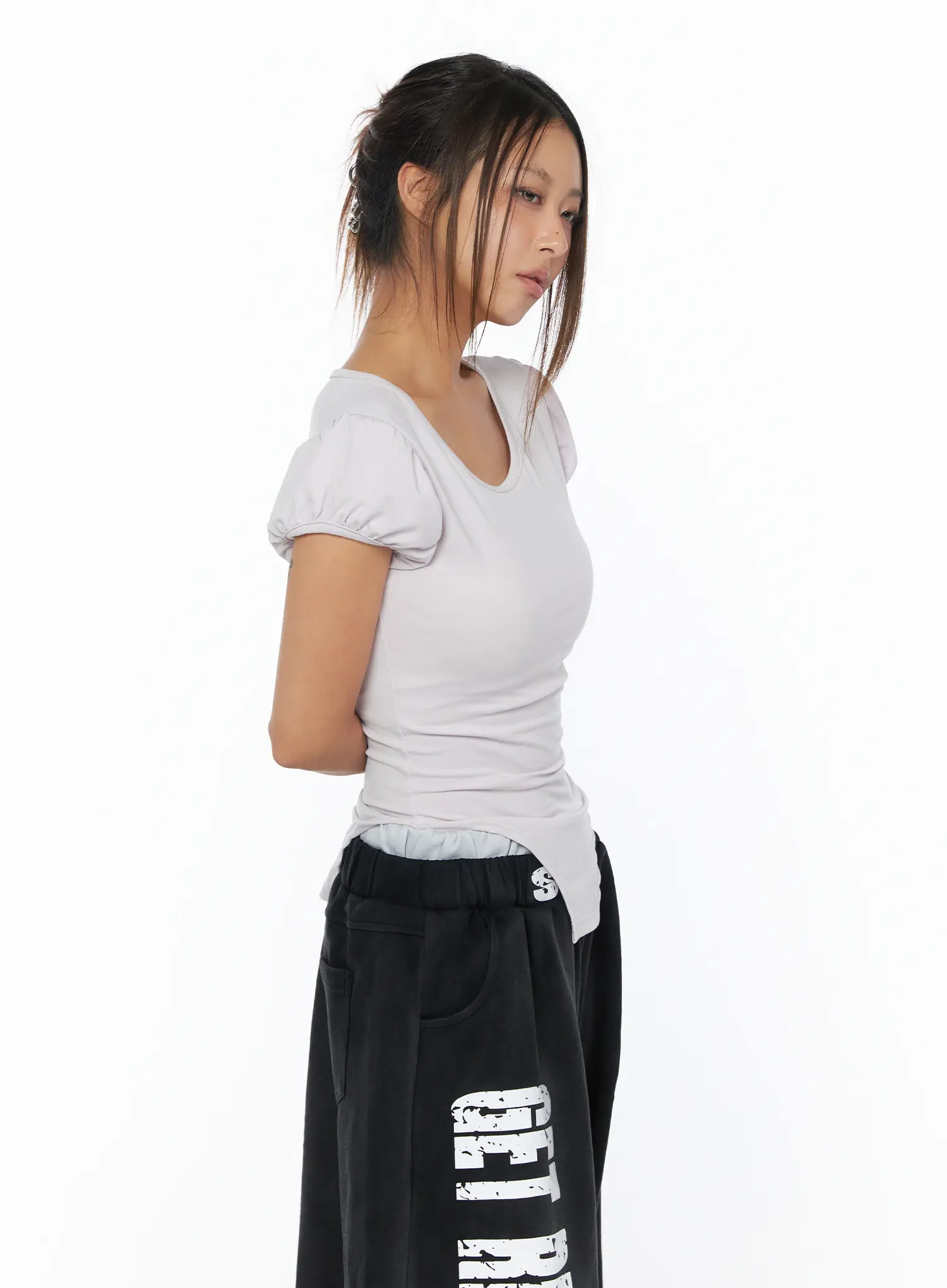 Puff Sleeve Bodysuit Tee CA517 - Image 6