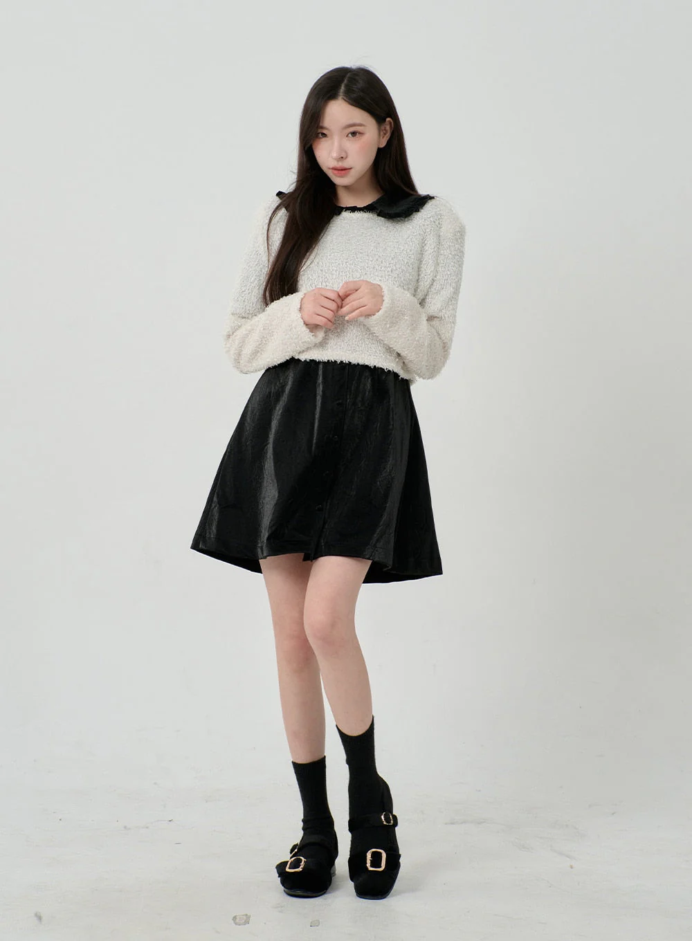 Puff Sleeve Faux Leather Mini Dress BD12 - Image 10