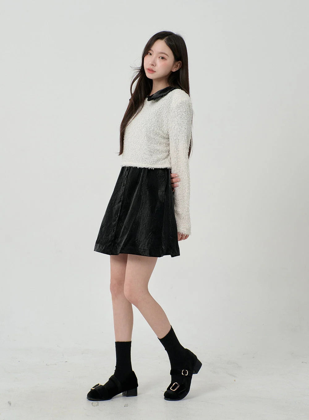 Puff Sleeve Faux Leather Mini Dress BD12 - Image 11