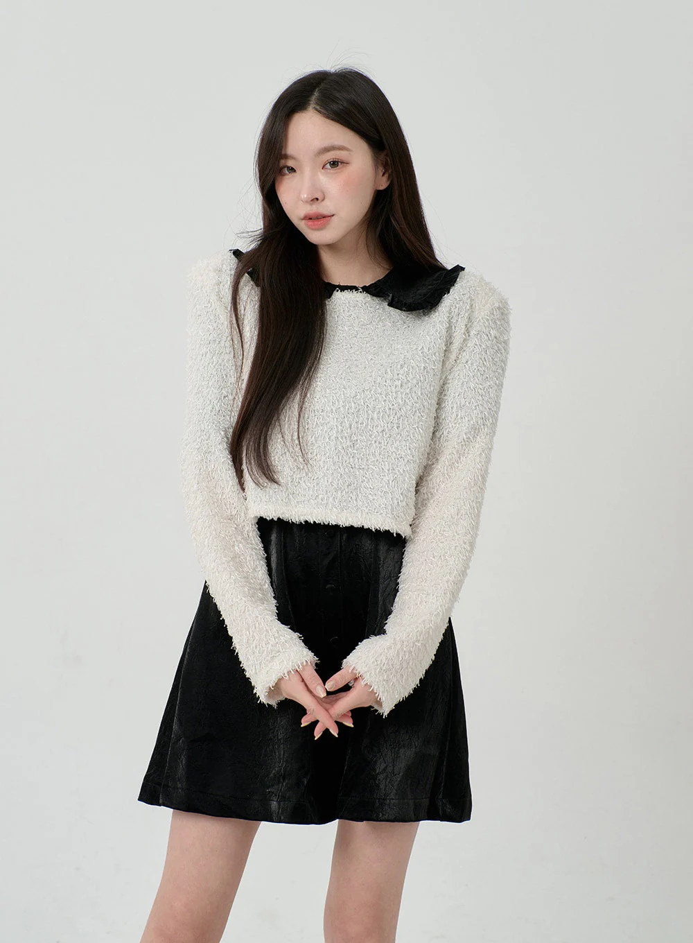 Puff Sleeve Faux Leather Mini Dress BD12 - Image 14