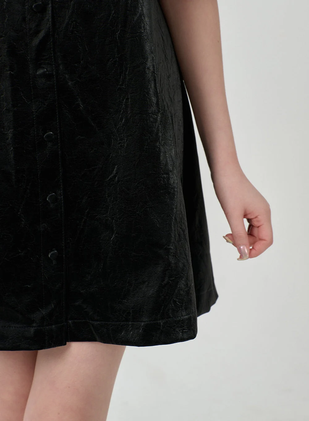 Puff Sleeve Faux Leather Mini Dress BD12 - Image 17