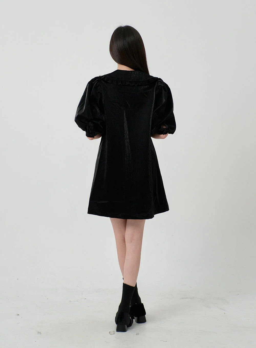 Puff Sleeve Faux Leather Mini Dress BD12 - Image 8