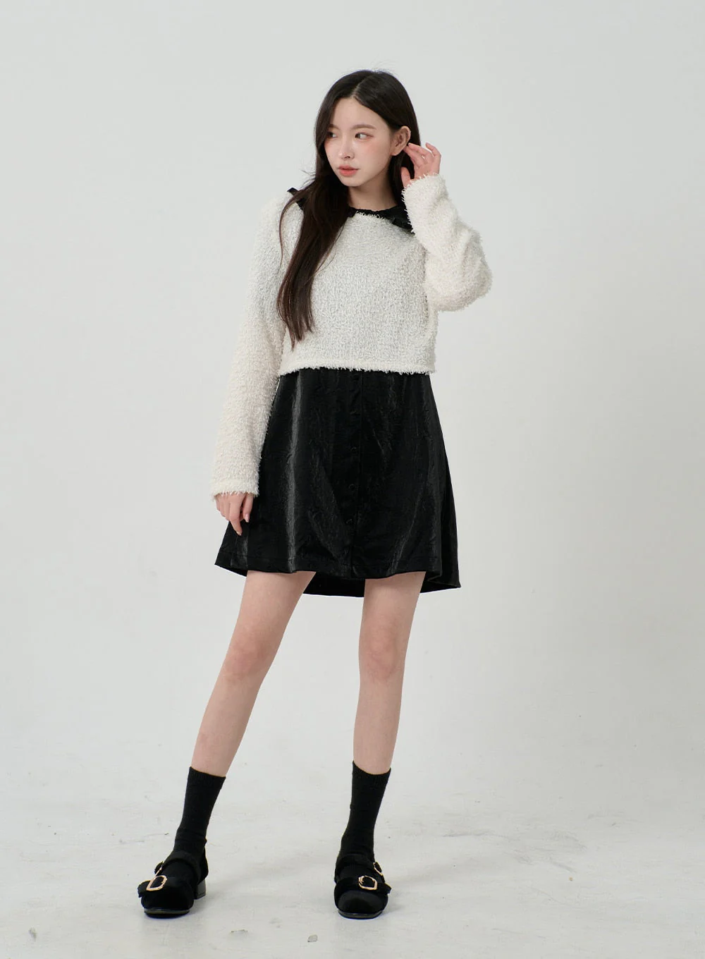 Puff Sleeve Faux Leather Mini Dress BD12 - Image 9