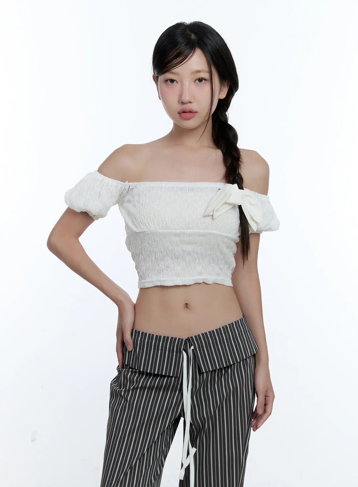 Puff-Sleeve Off-Shoulder Top CU526 - Image 10