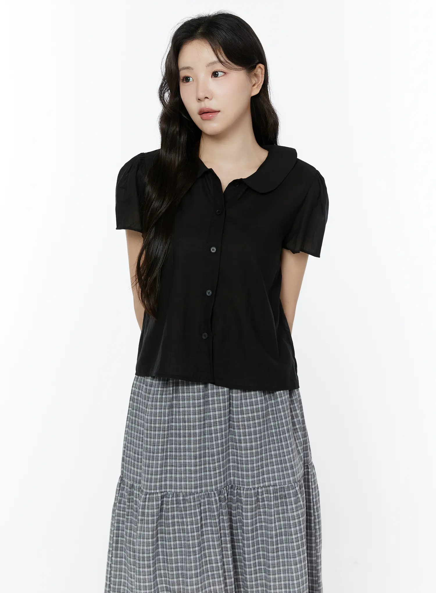Puff Sleeve Round Collar Blouse IY507 - Image 12
