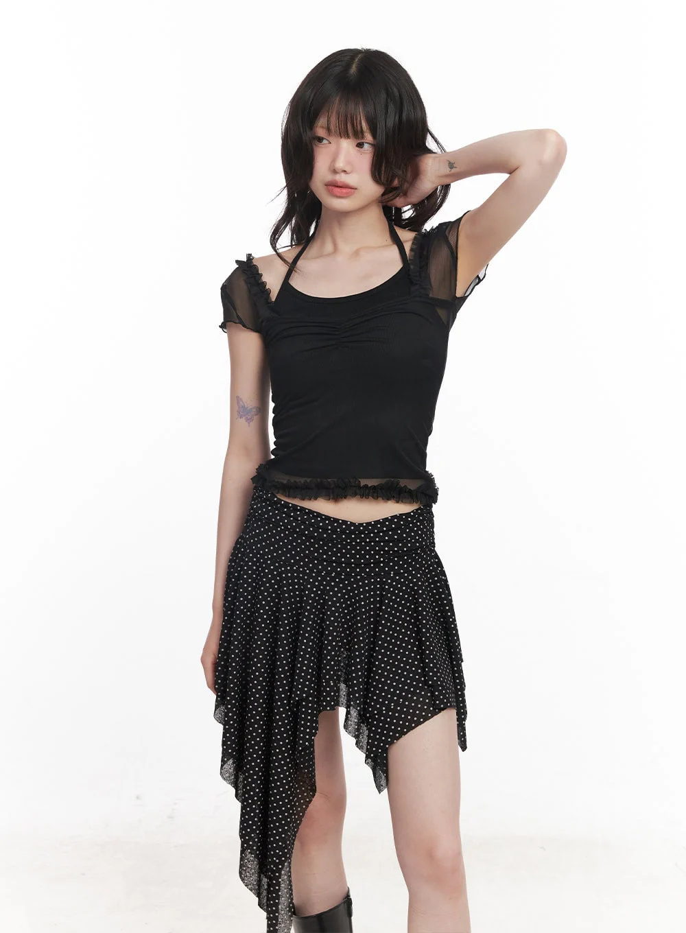 Puff Sleeve Sheer Top CY520 - Image 2