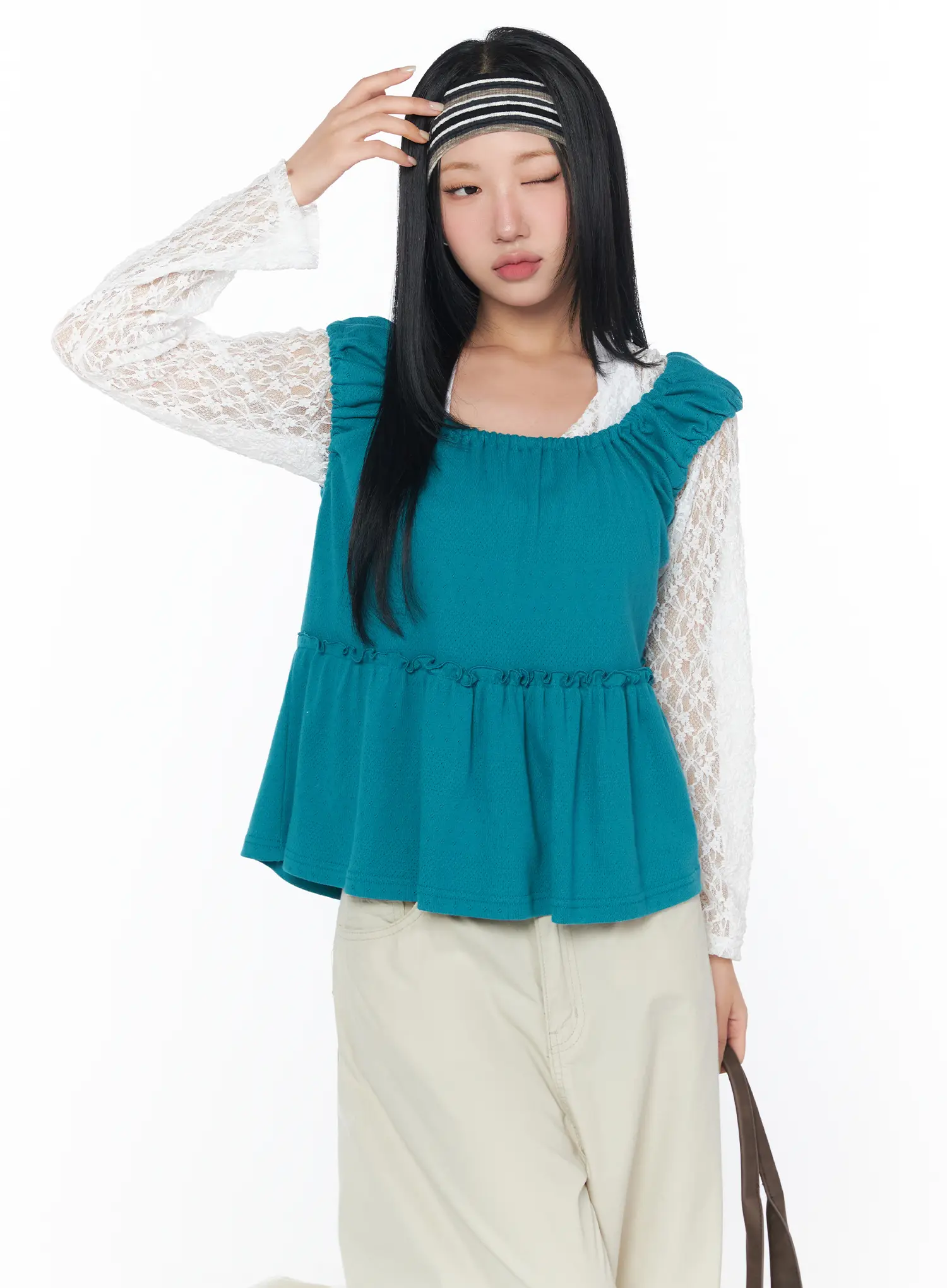 Puff Sleeve Shirred Blouse CY512