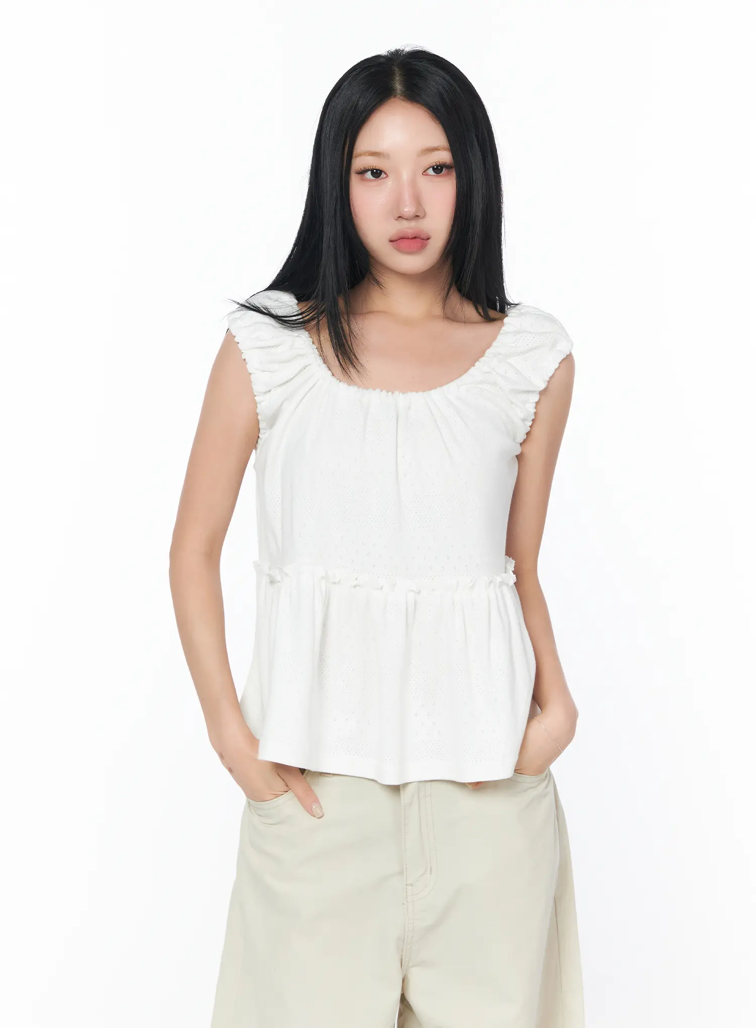 Puff Sleeve Shirred Blouse CY512 - Image 10